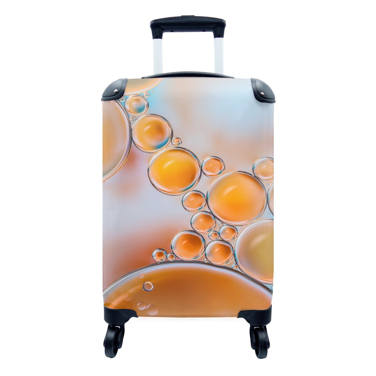 MuchoWow Handgepäckkoffer Reisekoffer 4 Orange Trolley, - - mit Handgepäck rollen, Ferien, Seifenblasen für Rollen, Wasser, Reisetasche