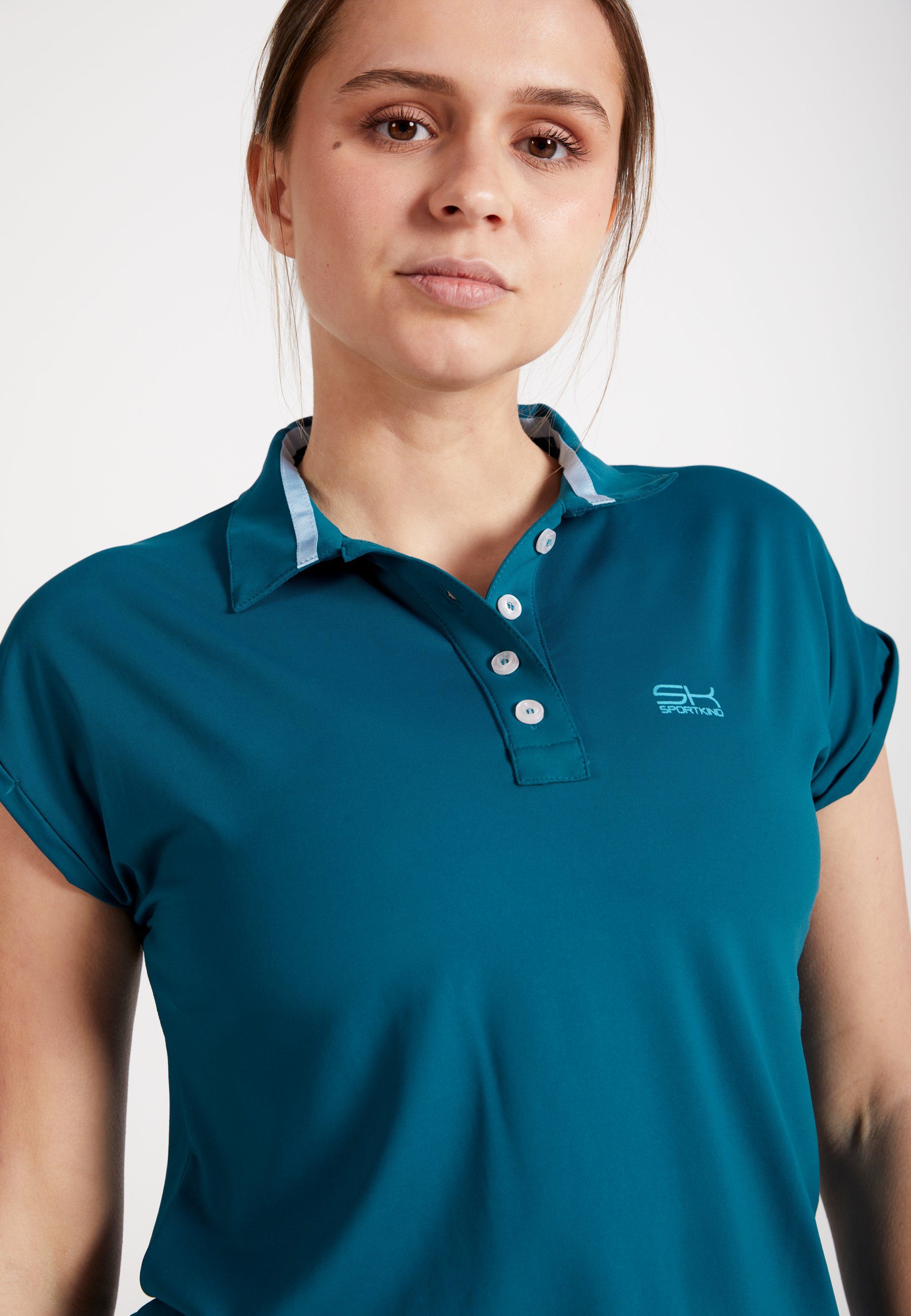 grün Loose-Fit Funktionsshirt Shirt Polo & Damen SPORTKIND petrol Golf Mädchen