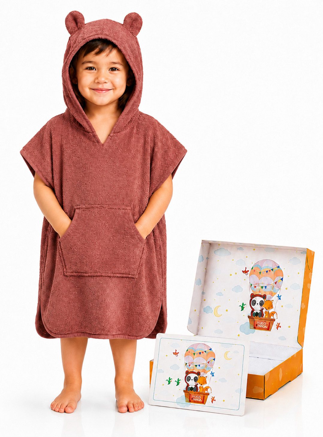 Fuchs & Panda Badeponcho Kuscheliger Badeponcho Baby und Kinder (0-6Jahre) aus 100% Bambus, 100% Bambus: Antimikrobiell, Atmungsaktiv, Hypoallergen, Superweich