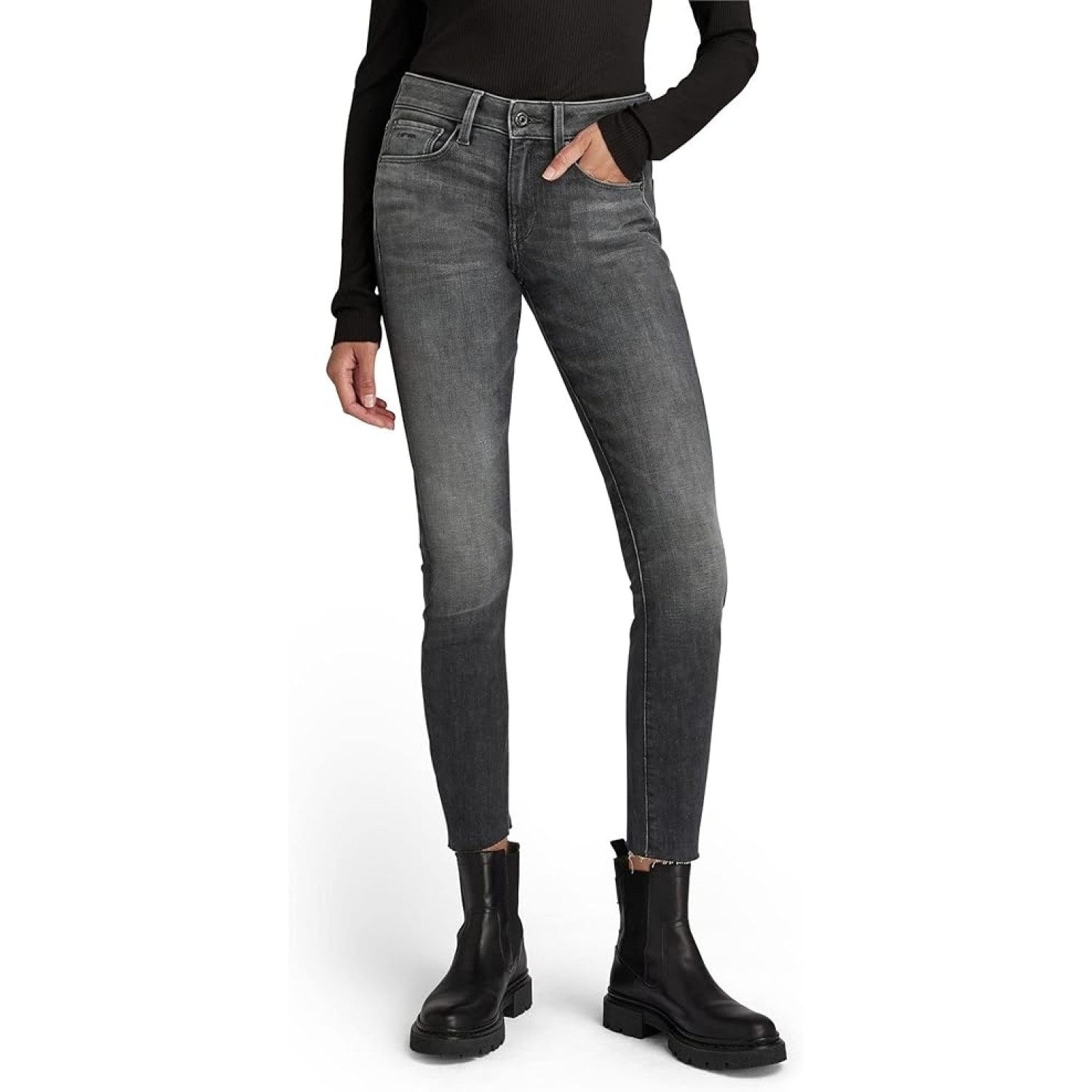 G-STAR Skinny-fit-Jeans 3301 Damen Mid Skinny Ankle, vintage Basalt