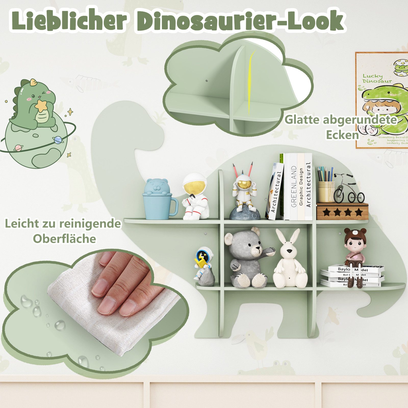 COSTWAY Kinderregal, Kinder Wandregal, Bücherregal, Holz günstig online kaufen
