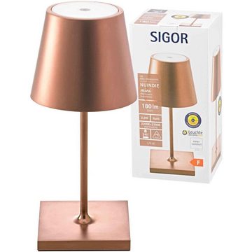SIGOR LED Tischleuchte LED Akku-Tischleuchte Nuindie Mini aus Aluminiumdruckguss in Bronze, keine Angabe, Leuchtmittel enthalten: Ja, fest verbaut, LED, warmweiss, Tischleuchte, Nachttischlampe, Tischlampe