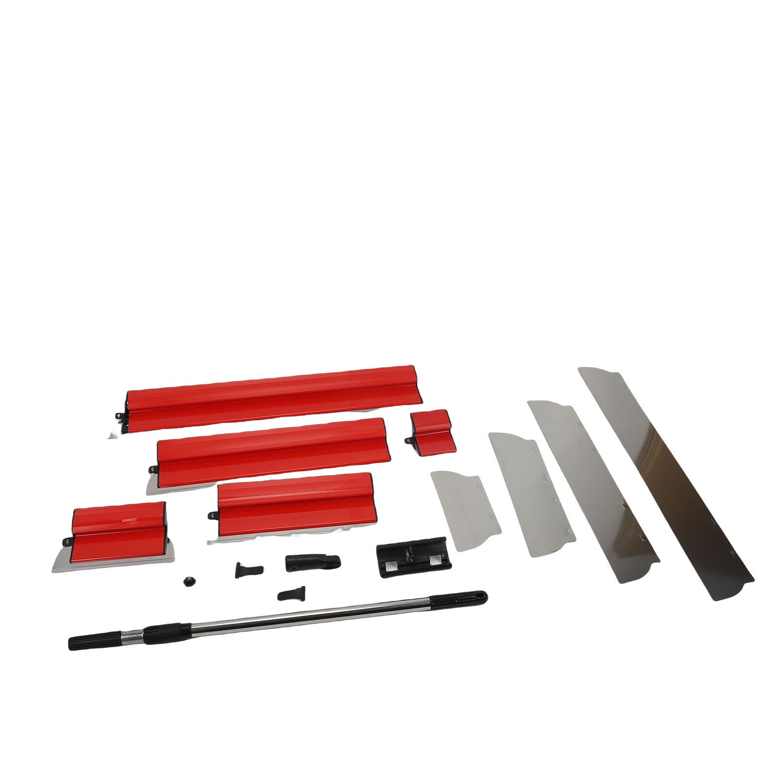 GARRYFIZH Dichtungsschaber Profi Flächenspachtel-Set Edelstahl, Teleskopstange, Trockenbau Für Wand & Decke, ergonomisch, rostfrei, inkl. Koffer & Ersatzklingen