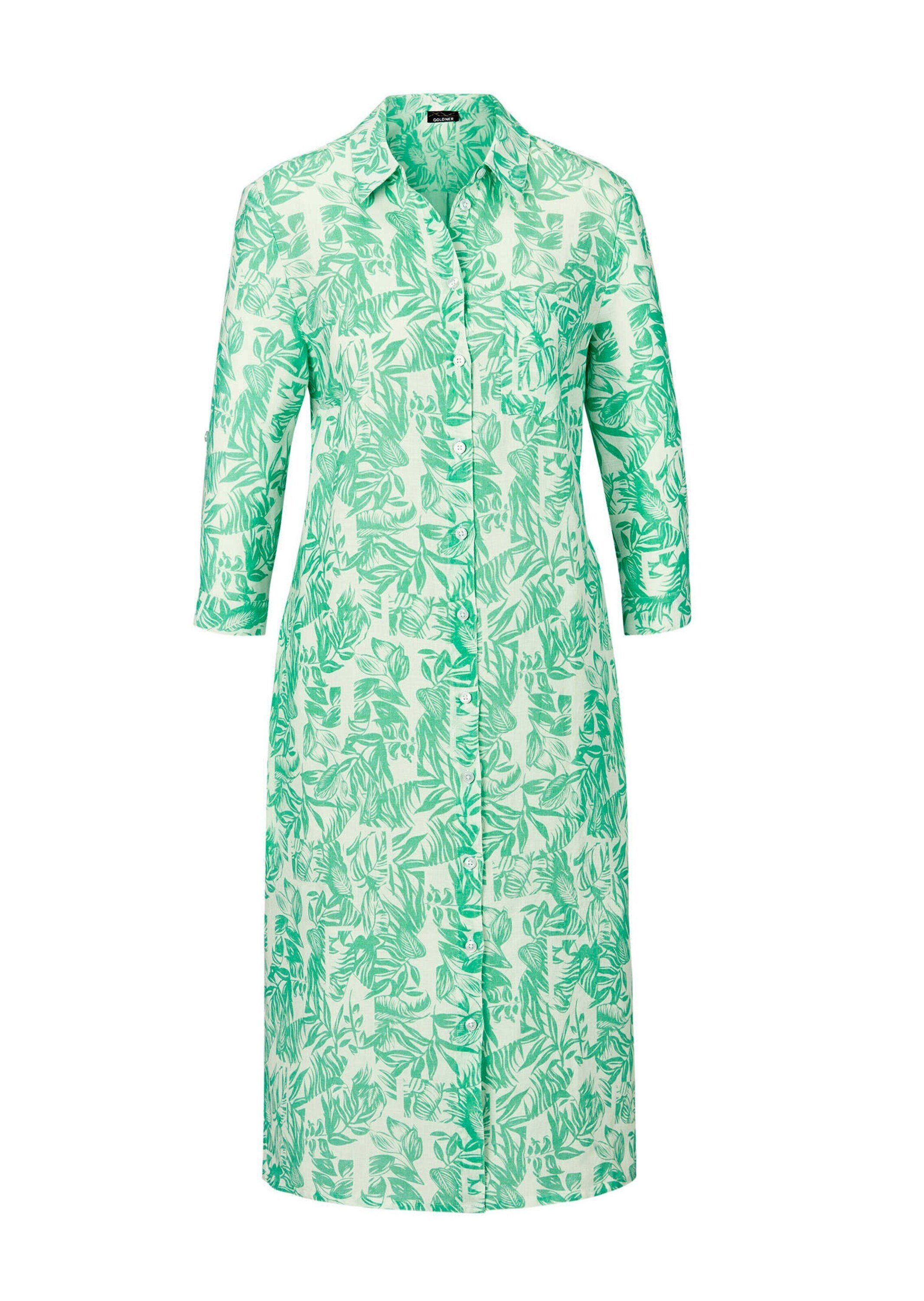 Sommerkleid Leinenkleid mit Print und 3/4-Arm