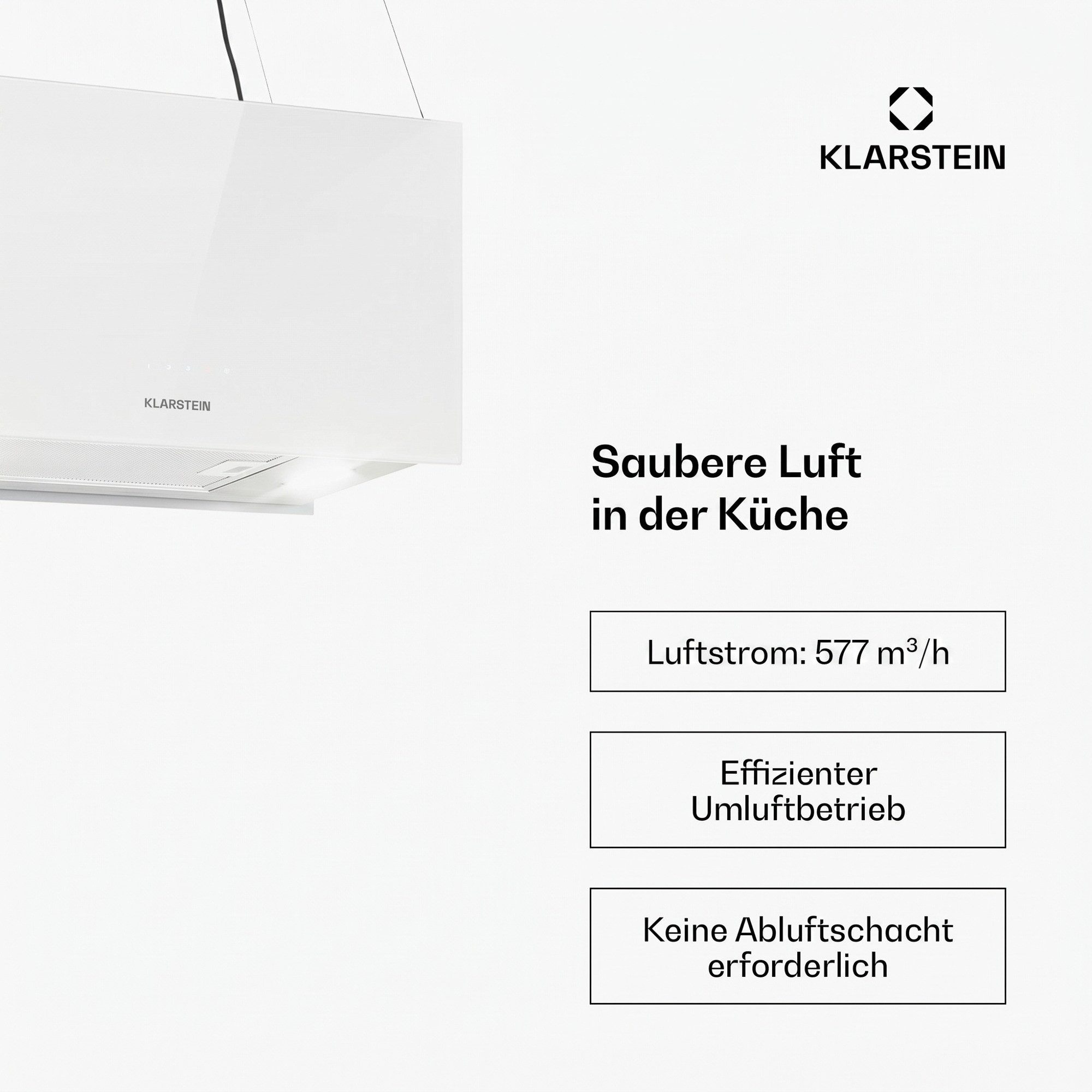 Klarstein Deckenhaube Kronleuchter L Abzugshaube Insel Abluft Haube Umluft Dunstabzug Einbau Umlufthaube – Bild 4 von 5