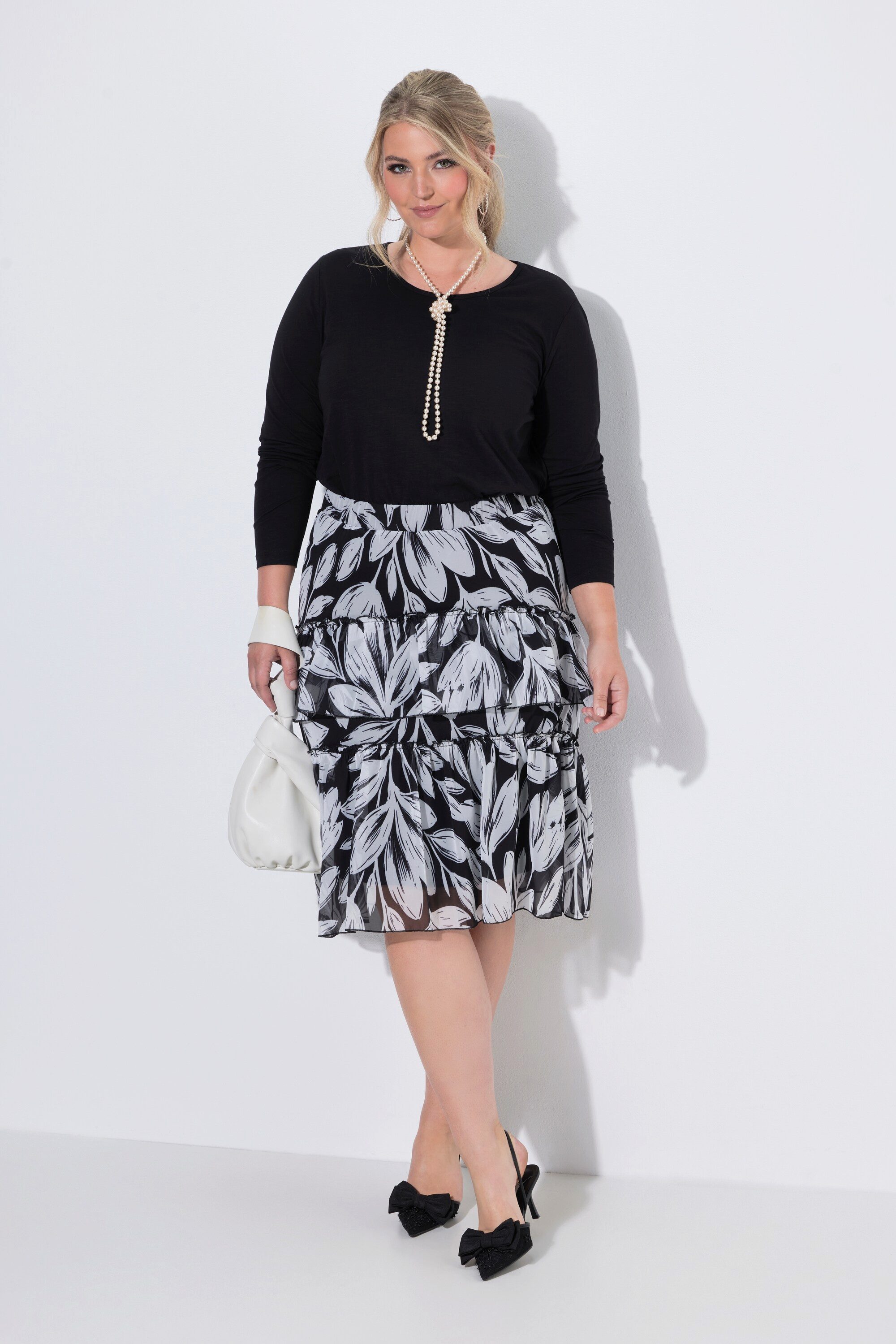 MIAMODA Midirock Midirock A-Linie Chiffon florales Muster
