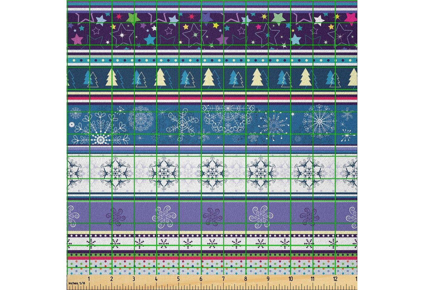Thumbnail - Abakuhaus Stoff DIY Bastler Stoff für Dekorationszwecke, Gestreift Dots und snoflakes