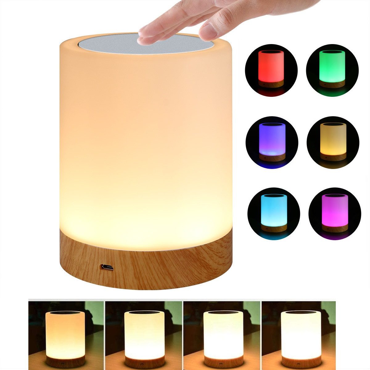 LED Schreibtischlampe LED Nachttischlampe,Tischlampe Touch Dimmbar mit 7 Farben