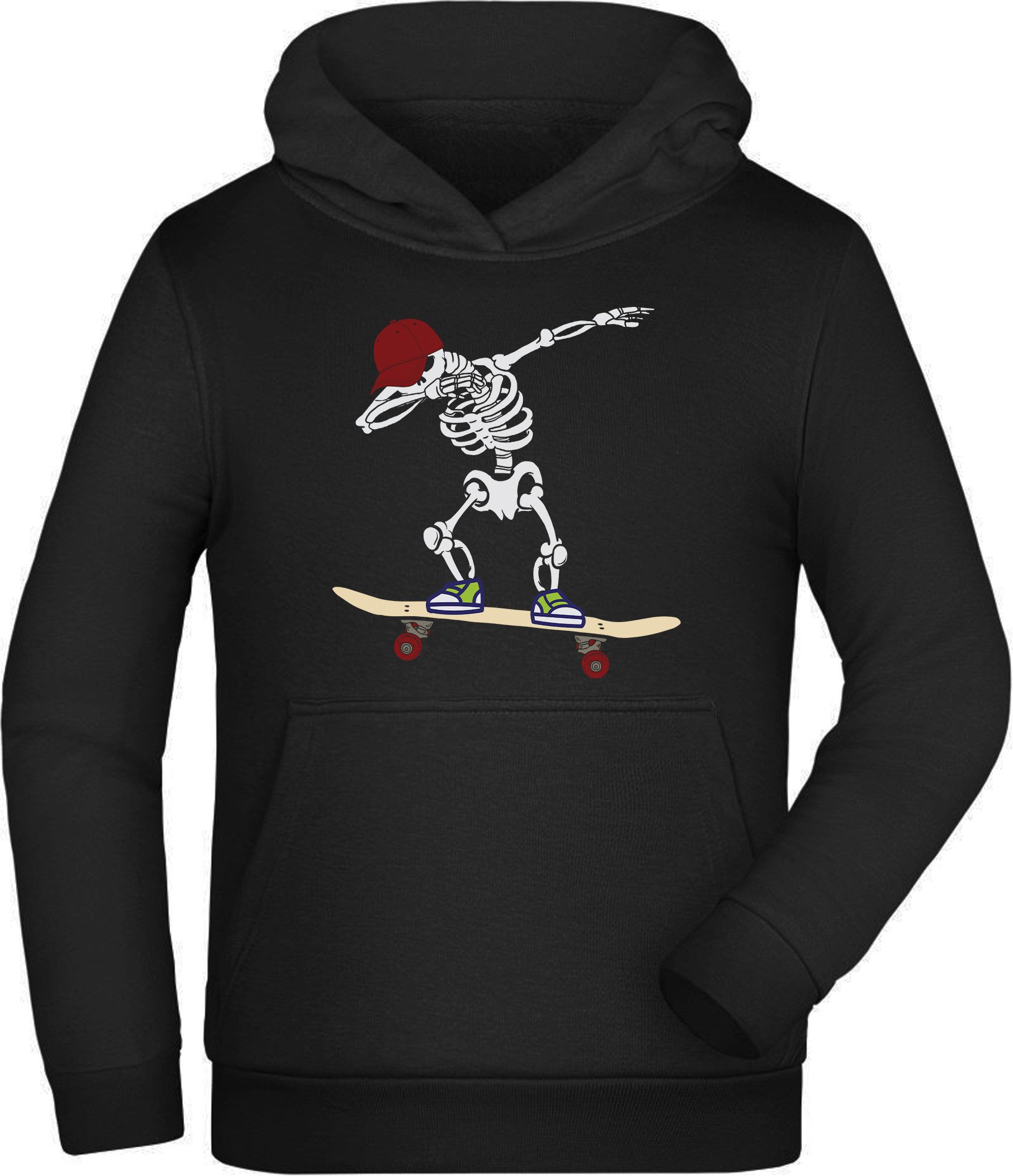 Hoodie Kinder Kapuzen Sweatshirt - Dab tanzendes Skateboard Skelett