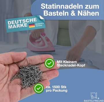 Bastelfreund® Stecknadeln 6x 1500 Stk. Stecknadeln 13 mm Pins in praktischer Box - Basteln Nähen, Set 6 St., 9000 Stk. Insgesamt, Rostfrei / in praktischer Box