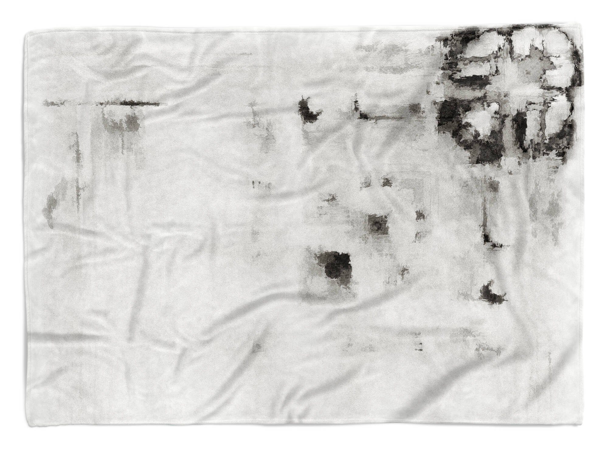 Sinus Art Handtücher Handtuch Strandhandtuch Saunatuch Kuscheldecke mit Fotomotiv Grau Schwarz Weiß Abstrakt A, Baumwolle-Polyester-Mix (1-St), Handtuch