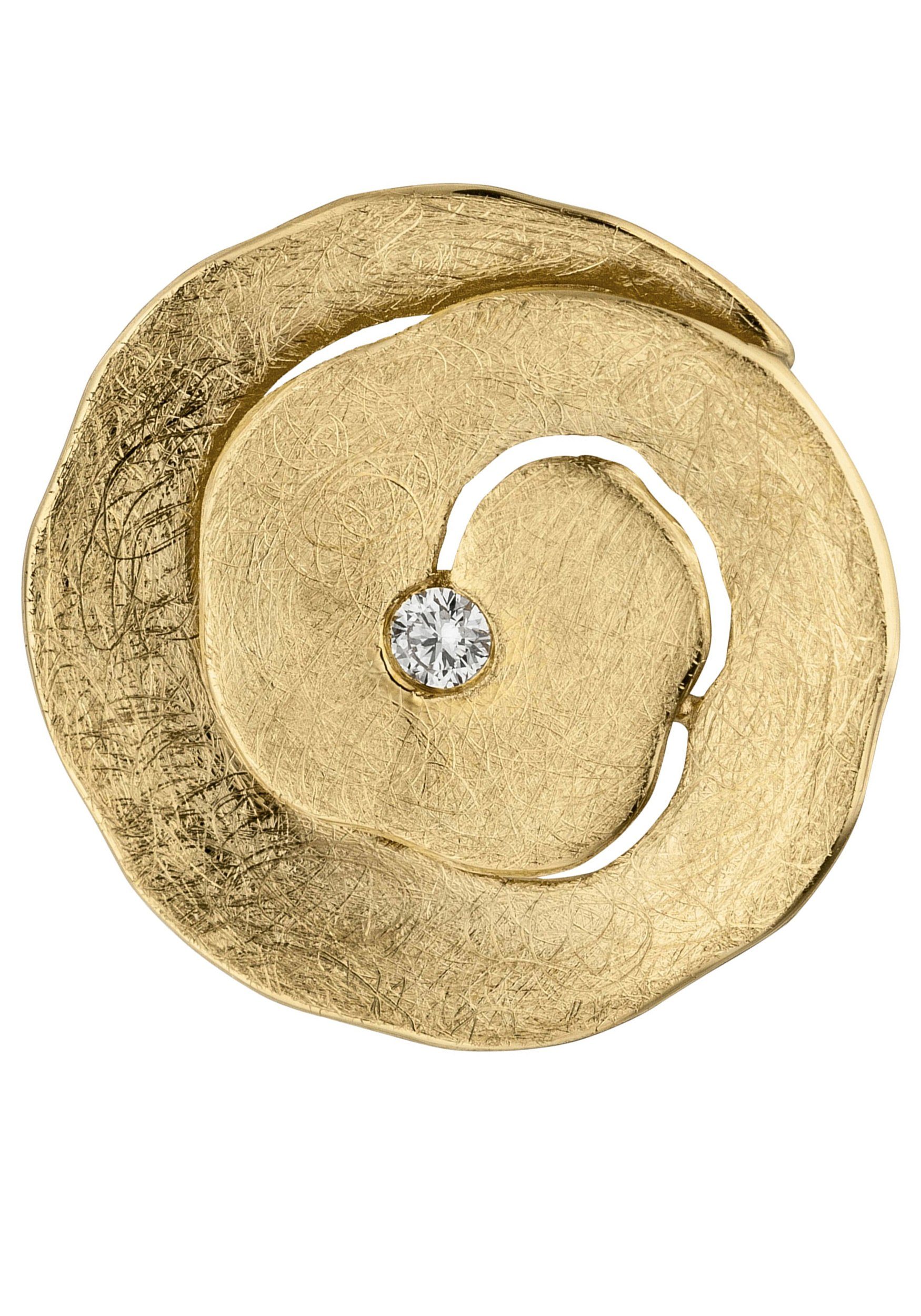 JOBO Kettenanhänger Anhänger eismatt, 1,5 Diamant mit 0,06 ct., 585 ca. mm, ca. mm Gold Durchmesser 21,2 Tiefe