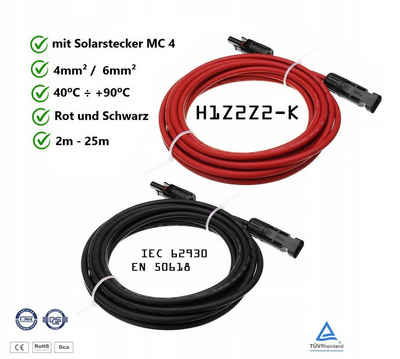Corab S.A. Kabel 4mm/6mm H1Z2Z2-K Solarkabel, MC4 (200 cm), Rot/Schwarz