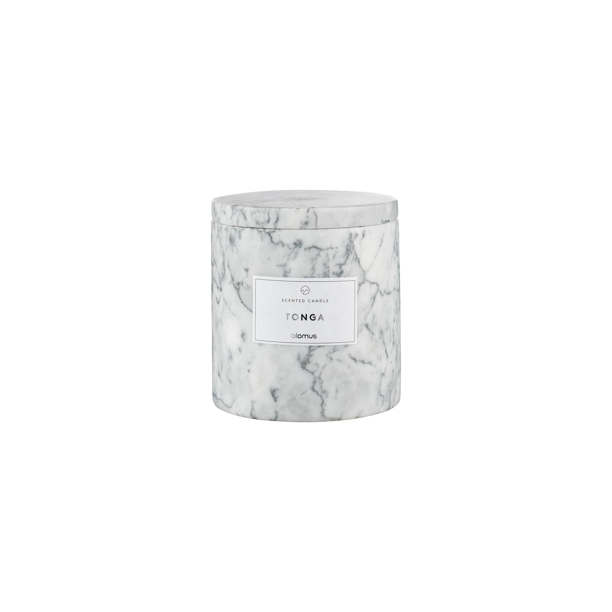 blomus Duftkerze -FRABLI- Edler Kerzenduft: Luxuriöses Design & Exklusives Aroma, Qualität, Hochwertig, Nachhaltig, Sojawachs, Marmor, Travertin, 8cm, 10cm