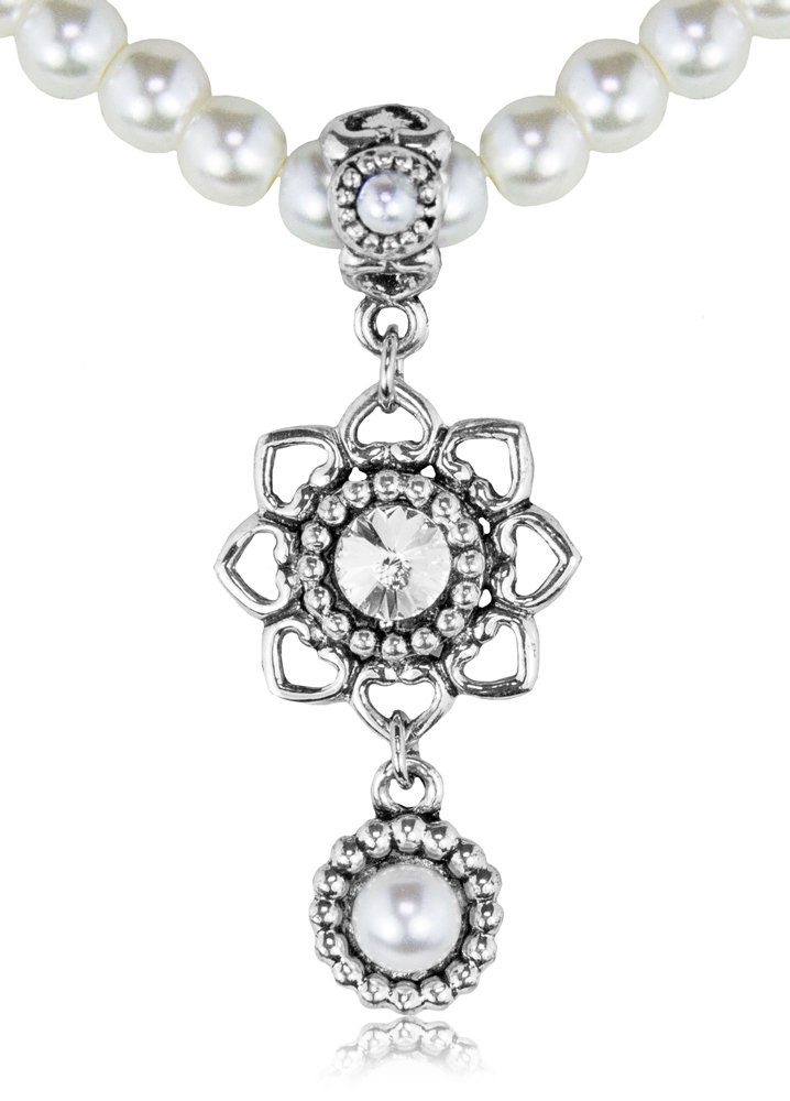 LUISIA® Perlenkette Halskette mit Anhänger Herzblüte günstig online kaufen