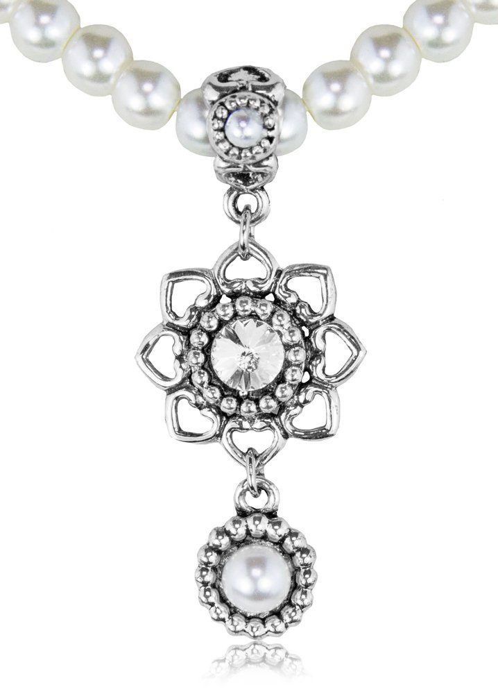 LUISIA® Perlenkette »Halskette mit Anhänger Herzblüte und Perlenanhänger -  Schmuck Collier für Hochzeit als Brautschmuck, zu Dirndl und Trachten«  (1-tlg., inkl. Schmuckbox) online kaufen | OTTO