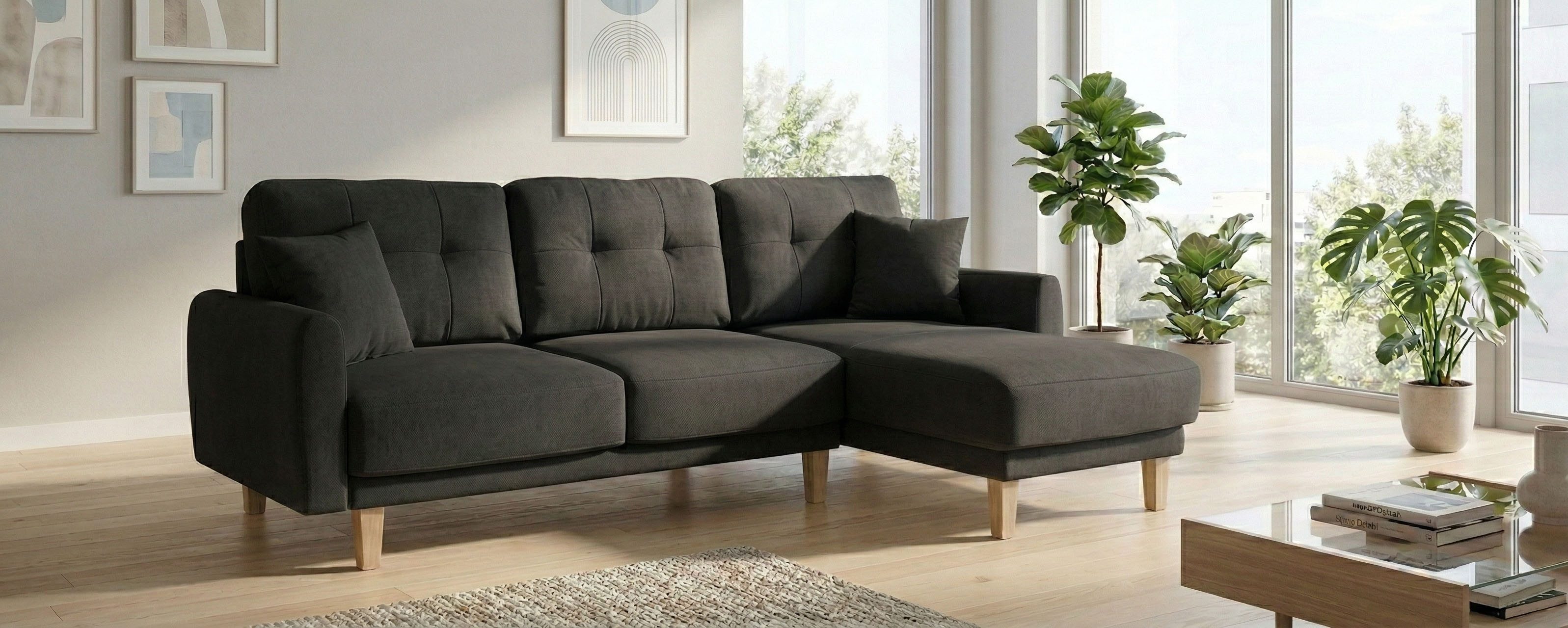 Ecksofa TRIPLO optionale Schlafsofa mit Bettkasten, Maße B/T/H: 234/164/89 cm
