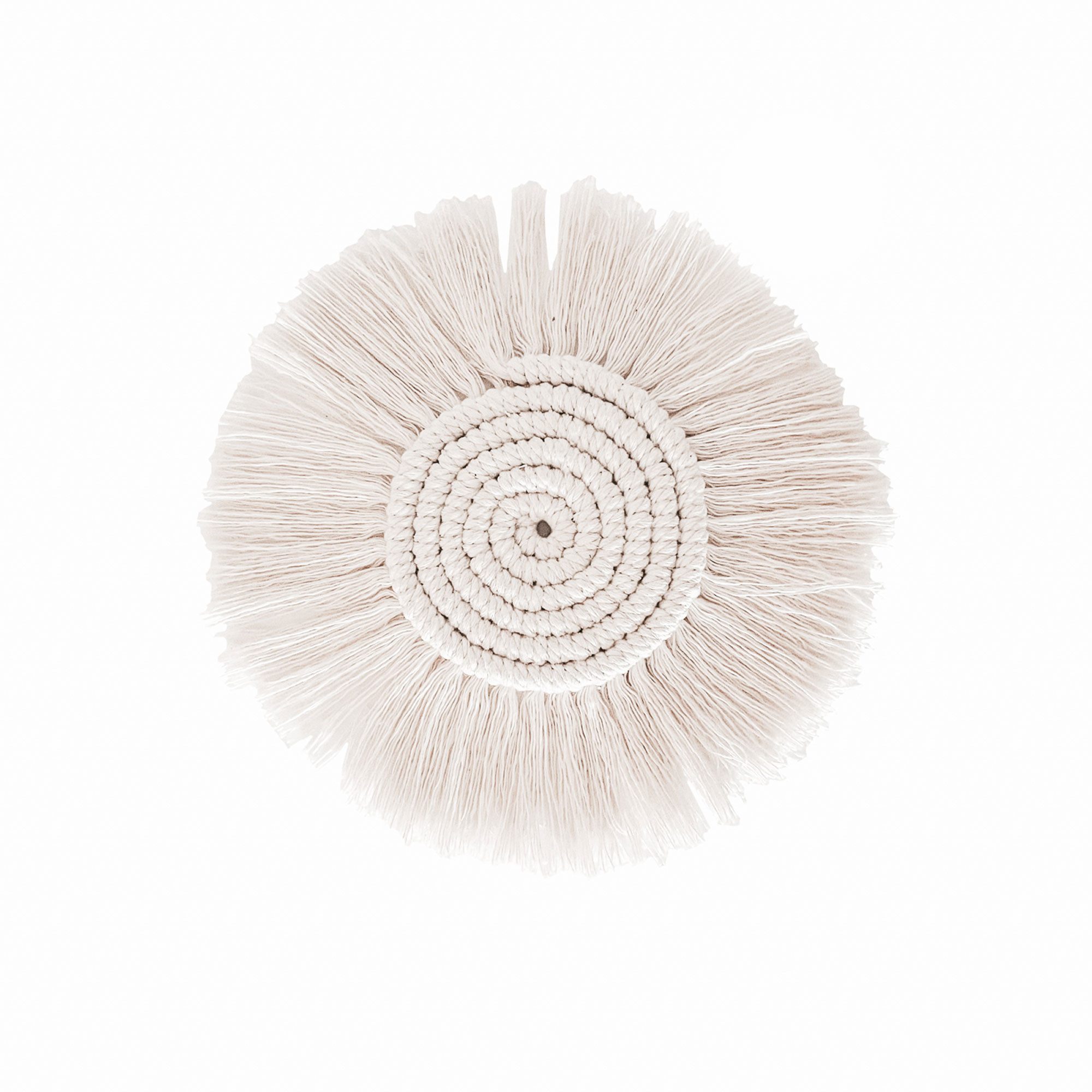 NORDEULE Glasuntersetzer Makramee rund, Creme Weiß Ø 10cm, ideal als dekorativer Untersetzer für Gläser, Vasen, Karaffen, Schalen