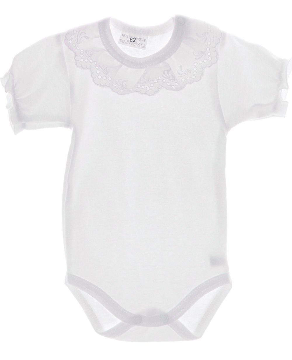 Body Baby Kurzarmbody in Weiß mit festlichem Spitzenkragen