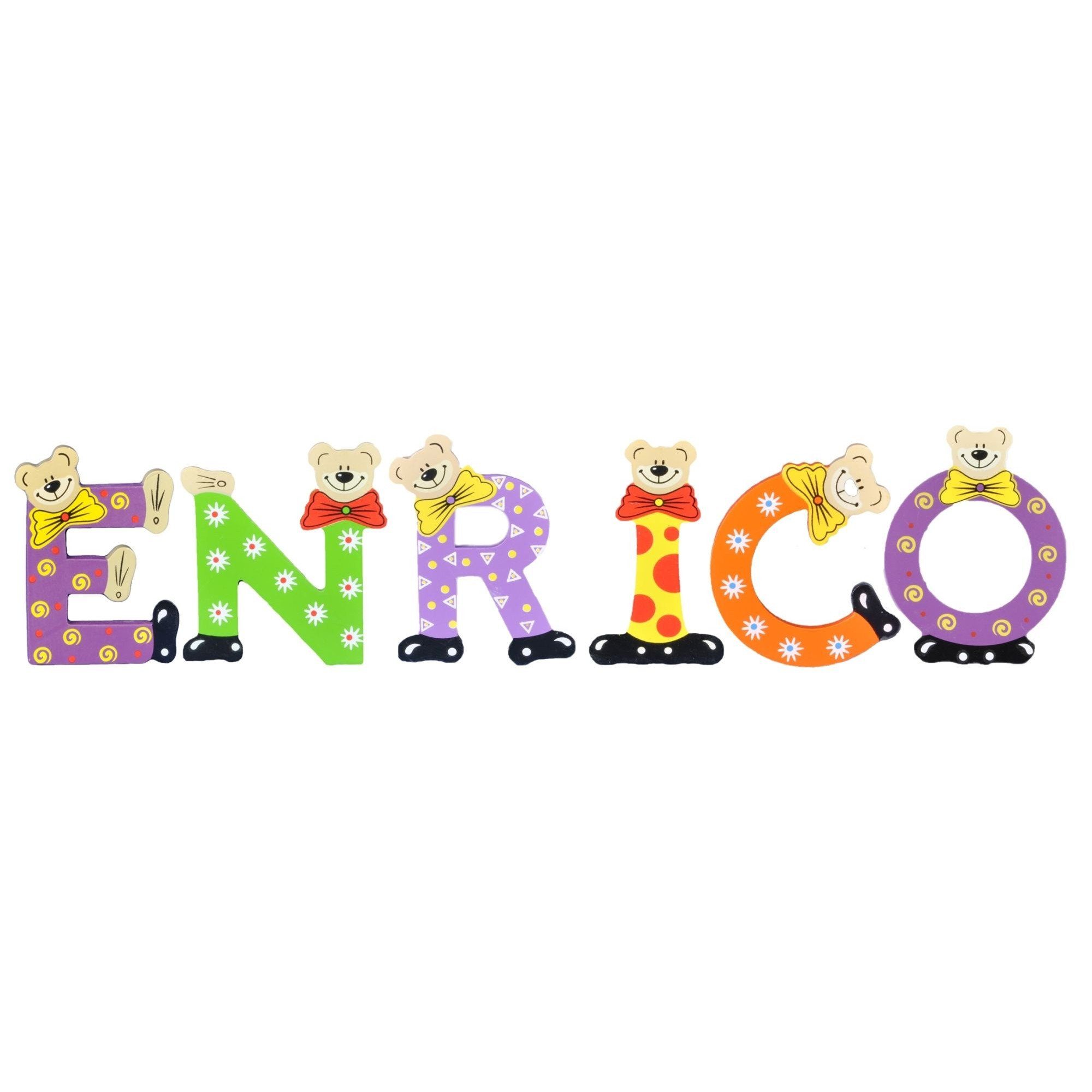 (Set, Kinder Playshoes sortiert St), ENRICO - Holz-Buchstaben Deko-Buchstaben 6 Namen-Set,