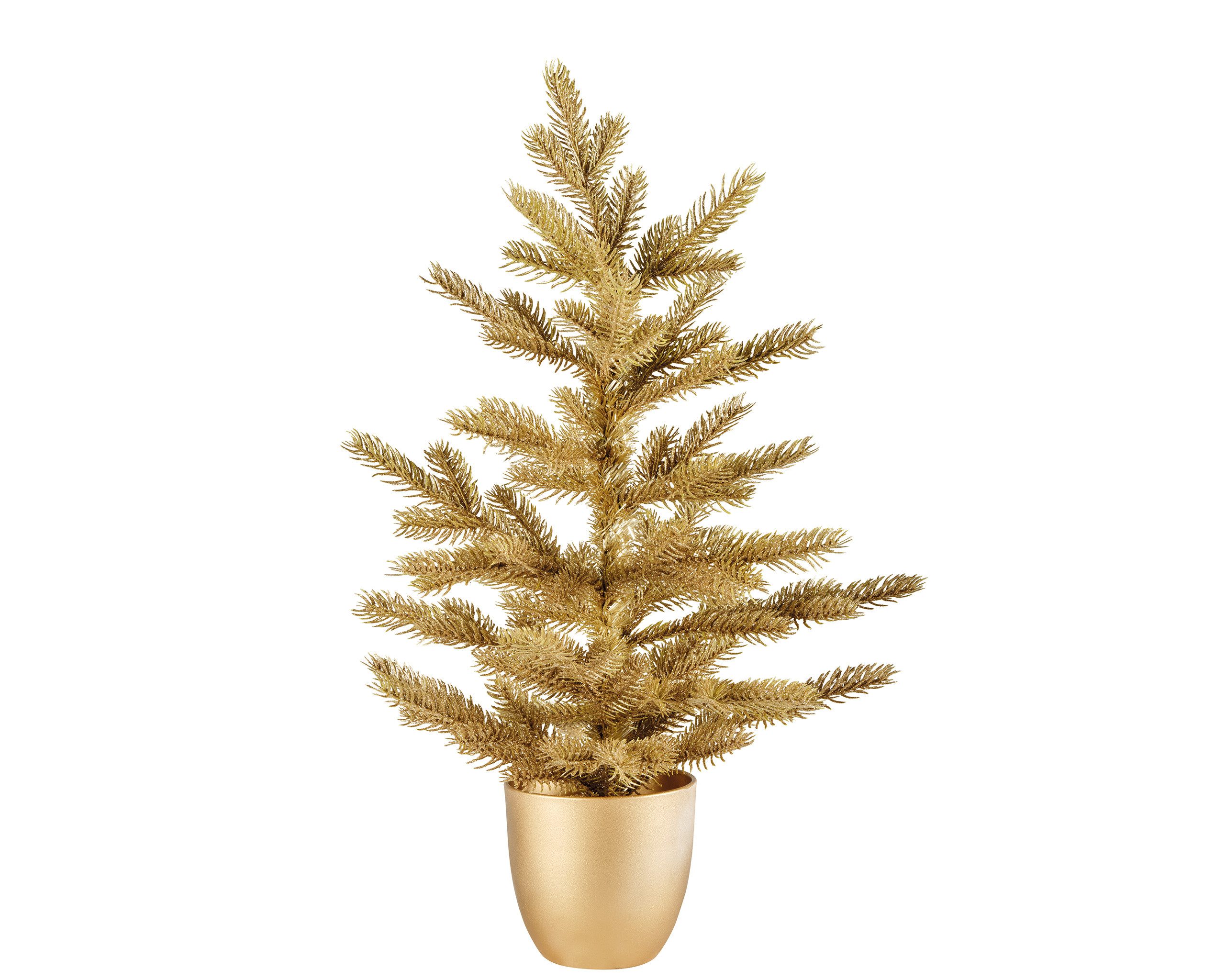 Kaemingk Künstlicher Weihnachtsbaum, Tannenbaum künstlich 44x60cm im Topf Gold