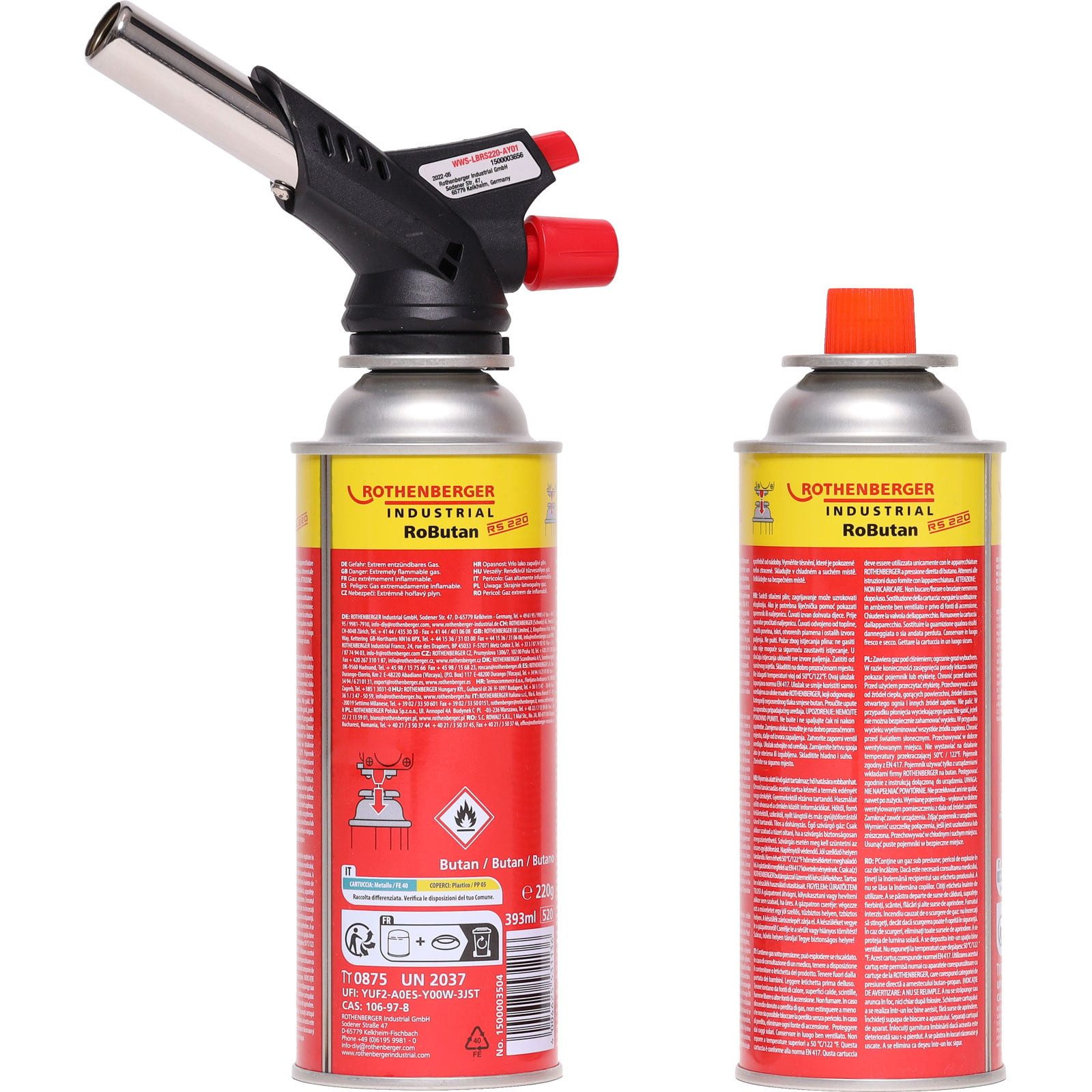 Rothenberger Industrial Autogenschweißgerät ROTHENBERGER Industrial Gasbrenner RS 220 Set inklusive 2x RoButan Gas