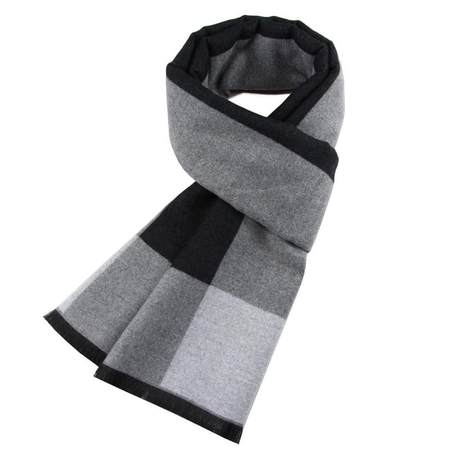 LuxusKollektion Strickschal Schal Herren Winter Grau Schwarz