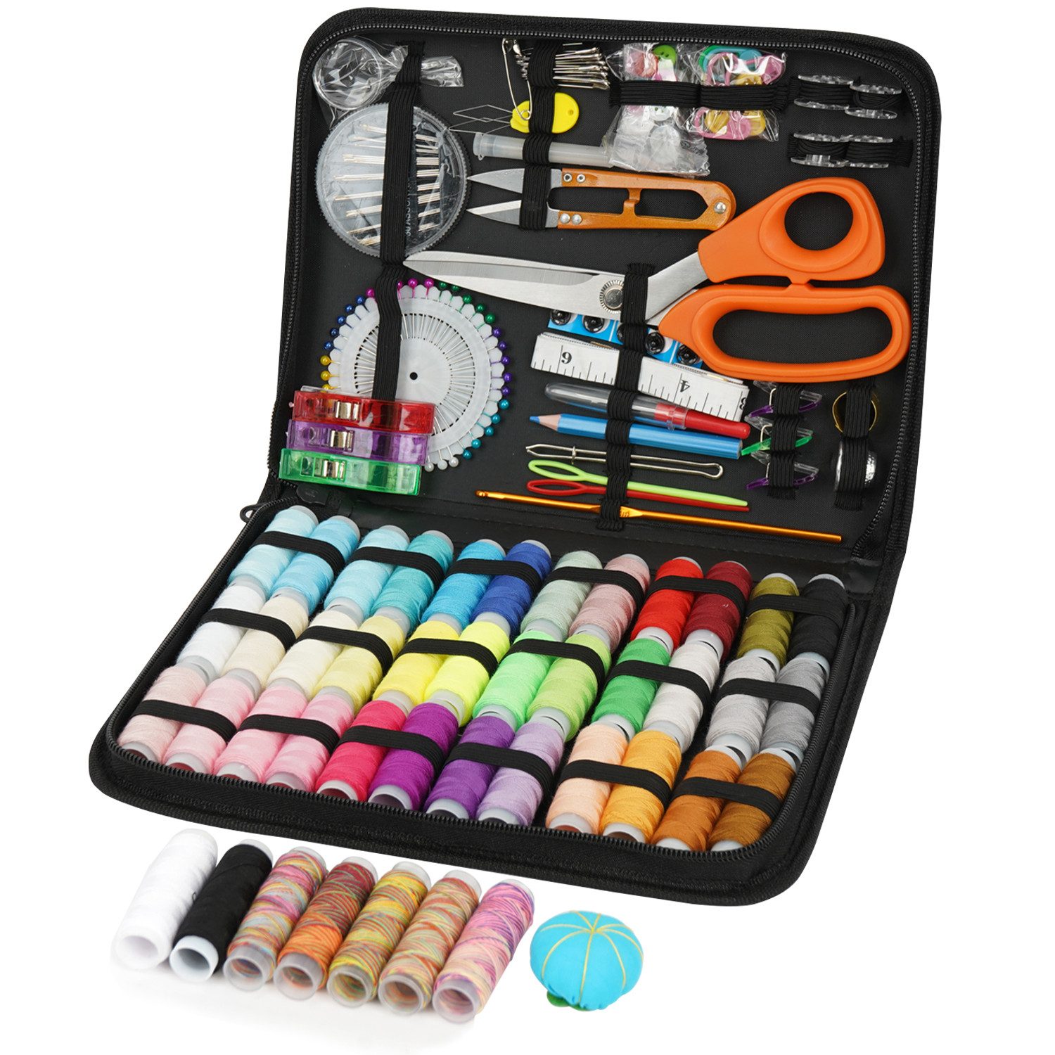 OSTWOLKE Nähkästchen großes Nähset für Erwachsene, 200 Nähzubehör, 43 Garnspulen, 30 Nadeln, für Anfänger, Notfall, Reisen, Zuhause, Schule und DIY Geschenk