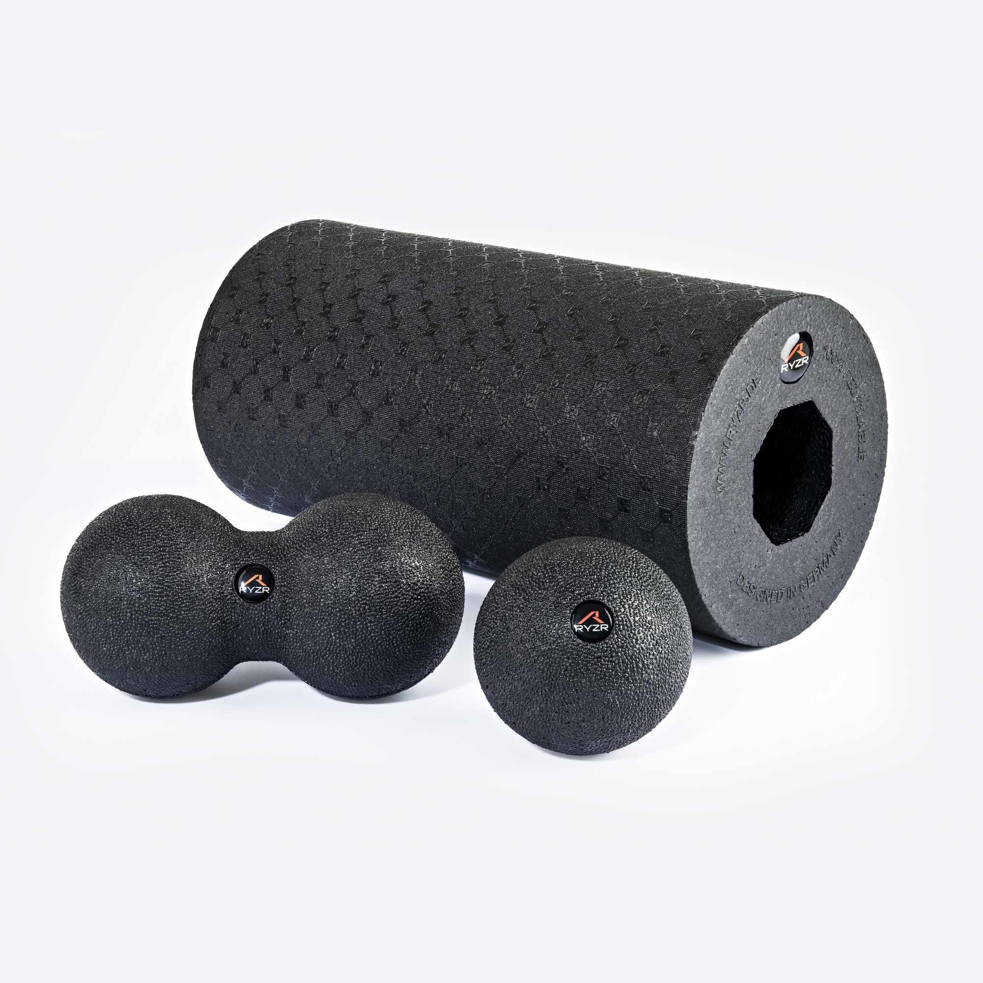 RYZR Faszienrolle RYZR Trigger Set – 3-in-1 Faszienrolle, Ball & Doppelball, 3-tlg. Set, Komplett Set für Faszientraining und-pflege