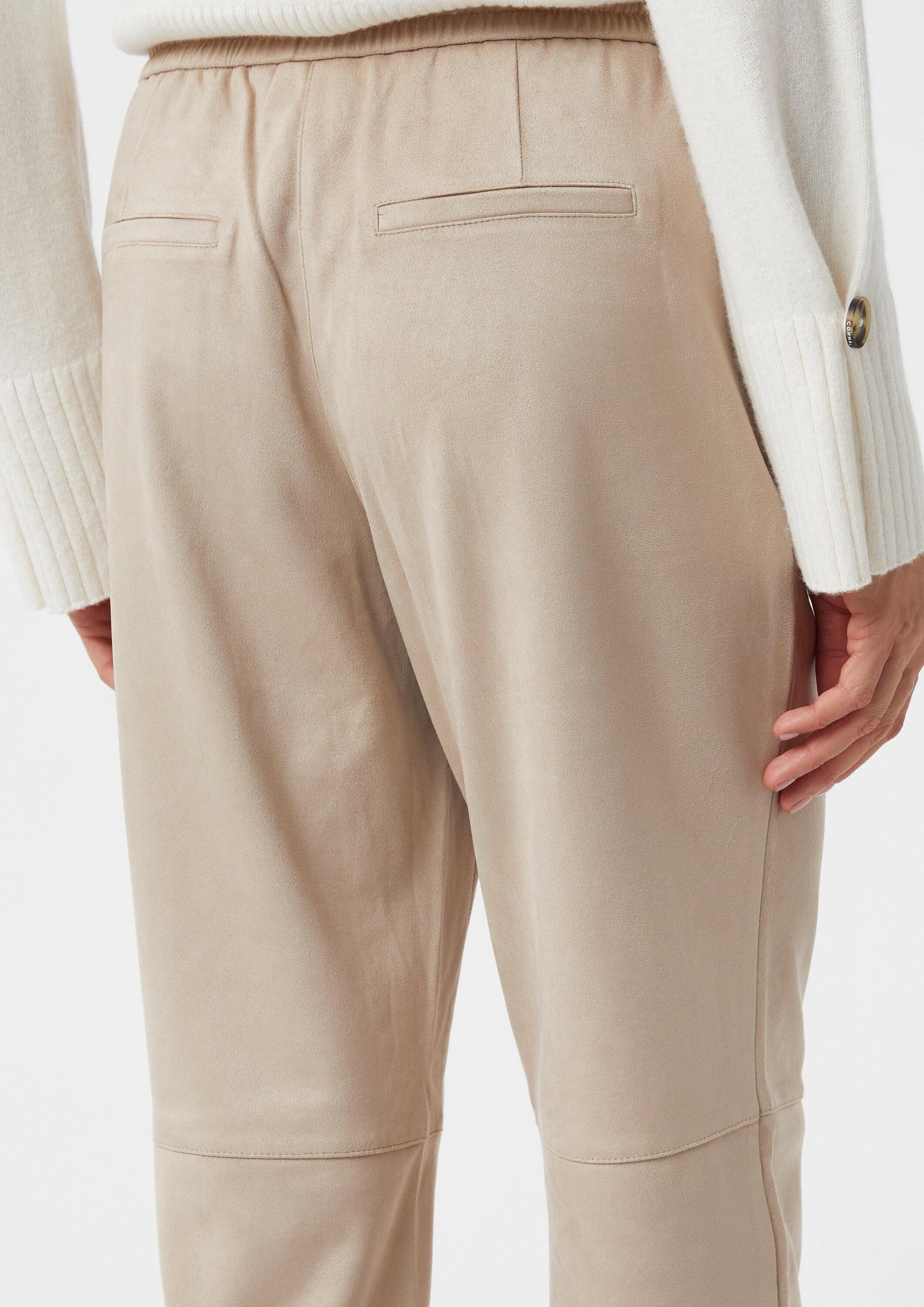 comma Jogginghose Hose Jogpants in Veloursleder-Optik