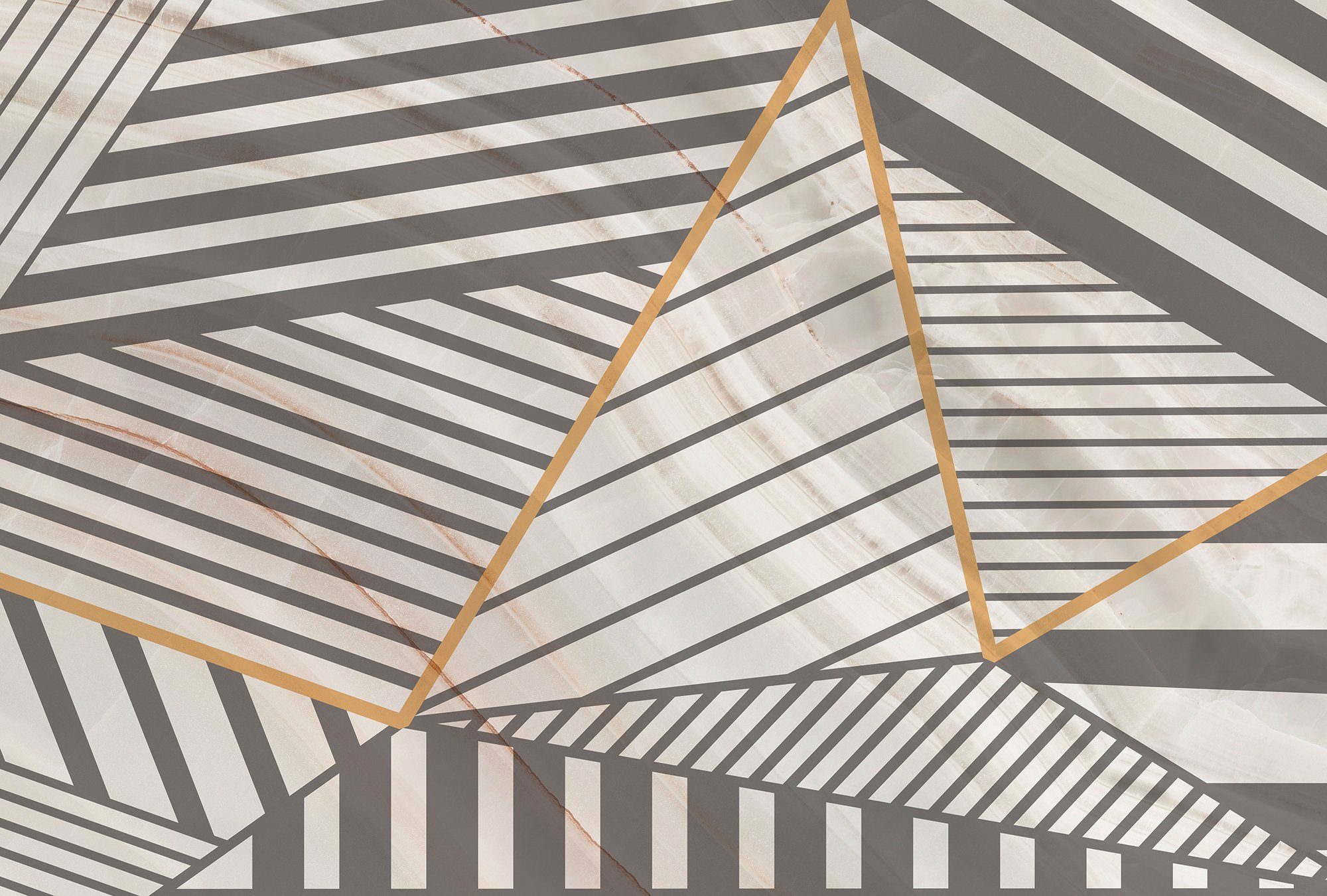 Architects Paper Fototapete Atelier 47 Stripes Marble 3, glatt, 3D-Optik, (4 St), Vlies, Wand, Schräge, Decke creme/grau/gold