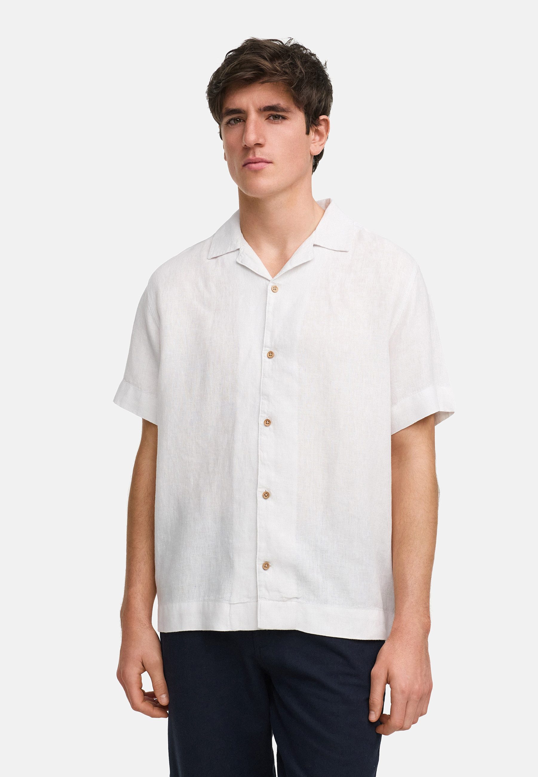 Kronstadt Kurzarmhemd Herren KSAyers Herrenhemd Kurzarm luftig-leicht aus reinem Leinen