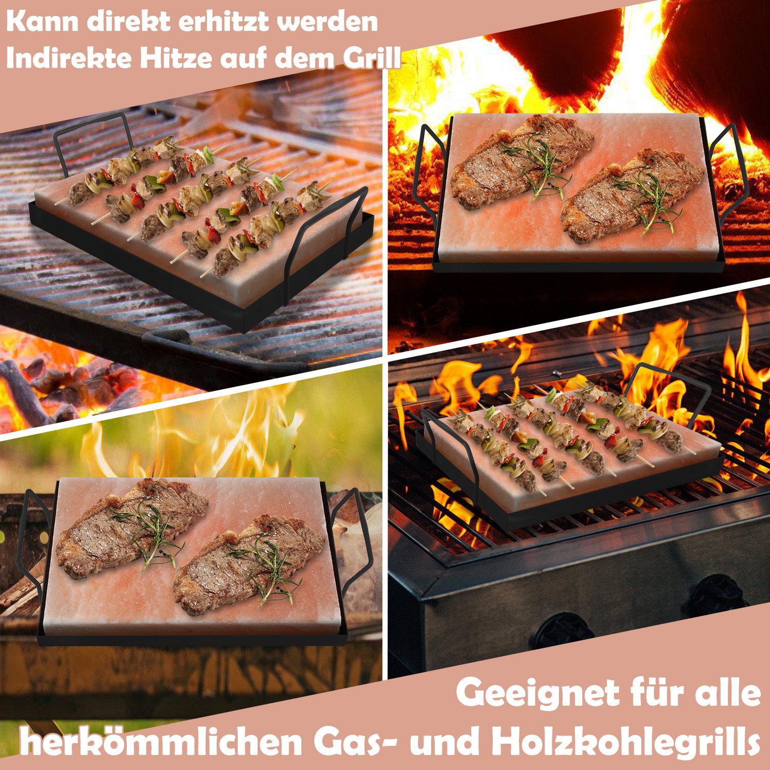 Clanmacy Grill-Salzstein Salzstein mit Halter 30x20x3cm Hochwertiger CHEF Set Fisch BBQ (1-St) – Bild 5 von 5