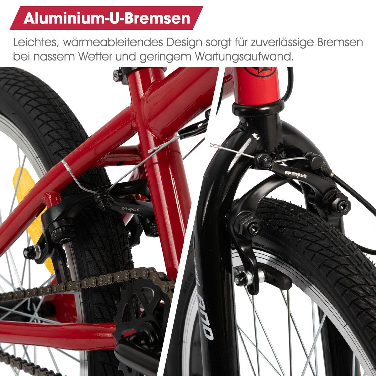 HILAND Kinderfahrrad Redeem 20 Zoll 3 Multiple Speichen BMX für Jungen ab 7-10 Jahre, 1 Gang, Reflektorplatte, Single Speed, 4 Pegs
