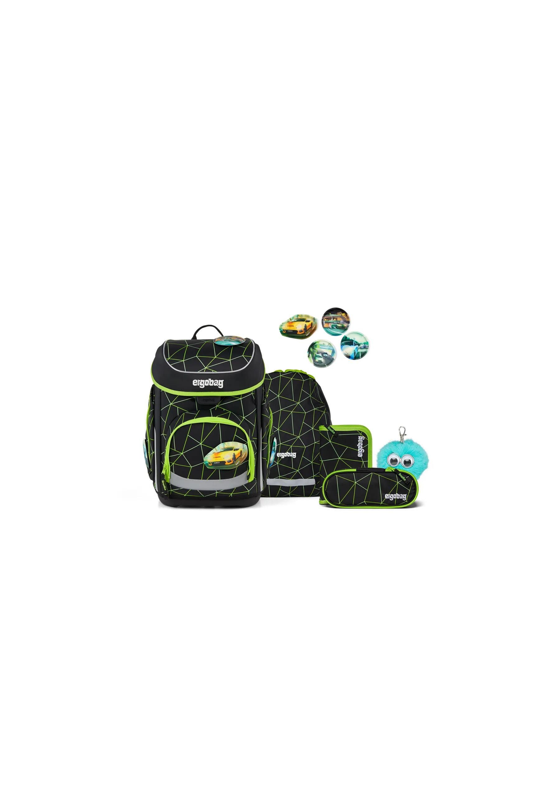 ergobag Schulranzen cubo Bundle Set (6-tlg., 6-teiliges Set), größenverstellbares Rückensystem