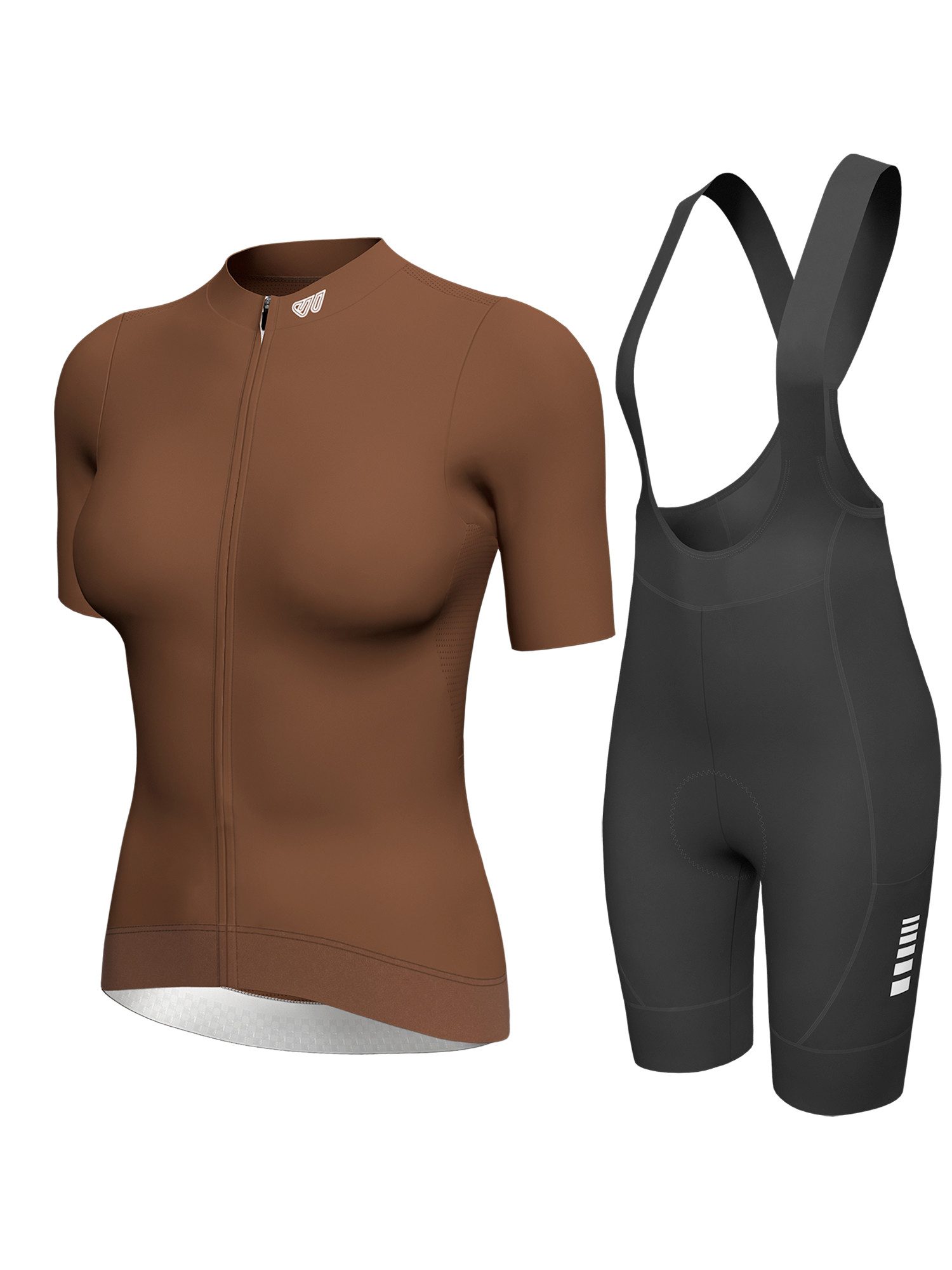 Wulibike Radtrikot Damen Radsport-Set All-Road 3D Slim Fit, Fahrradbekleidungsset (2-tlg) Kurzarm-Fahrradtrikot und High-Waist Trägerhose