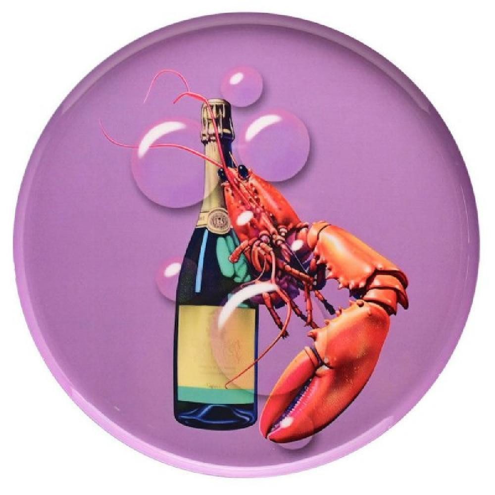 Tablett Dekotablett Love Trays Champagner und Hummer (23cm)