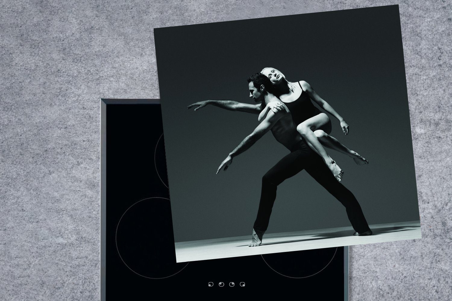 Herdblende-/Abdeckplatte Ballett-Tänzern, zwei für von Ceranfeldabdeckung, cm, Vinyl, Schwarz-Weiß-Bild küche Arbeitsplatte tlg), (1 78x78 MuchoWow