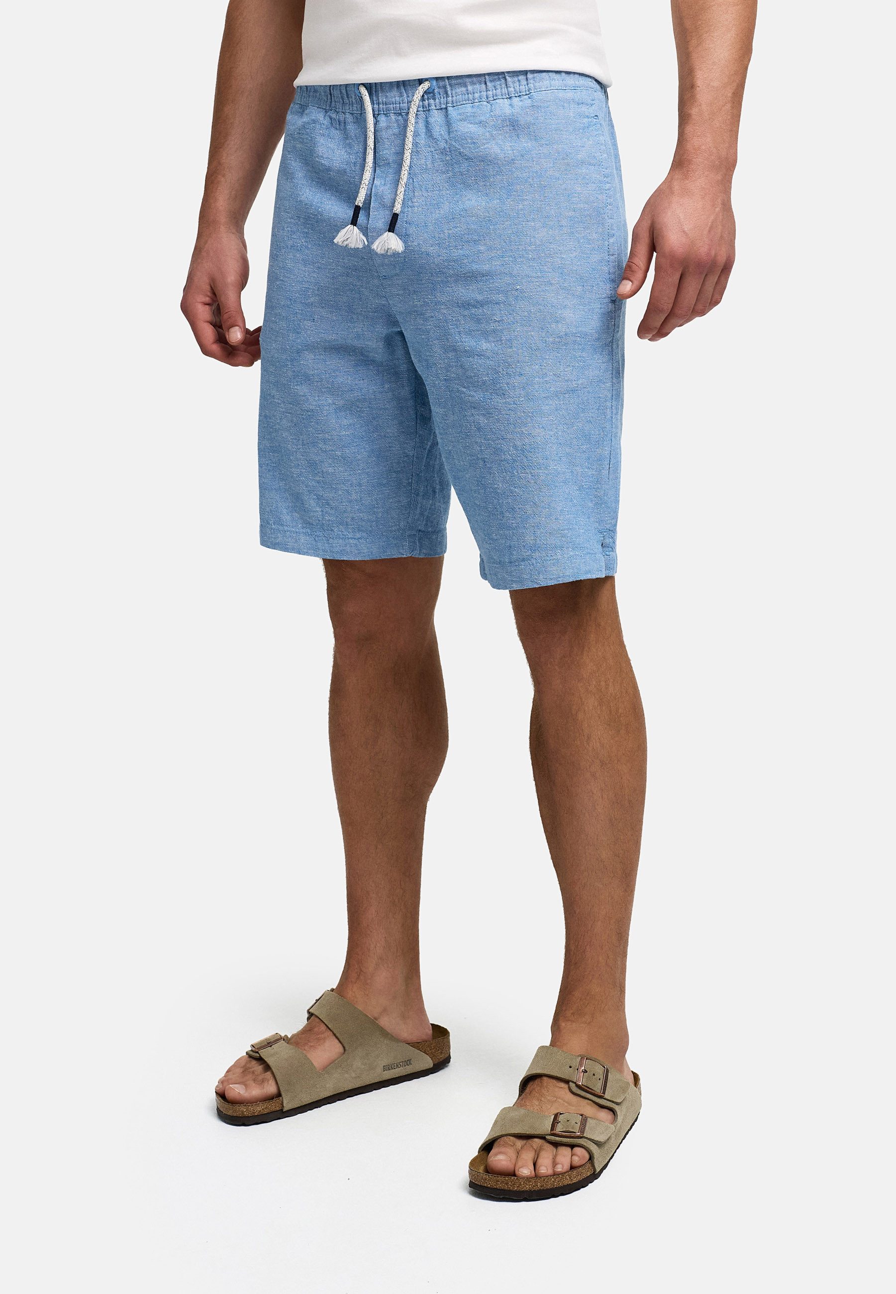 INDICODE Leinenhose Herren INLino Leinen Shorts mit Kordelzugbund mit elastischem Bund und Bindekordel in sommerlich leichter Qualität – Bild 3 von 5