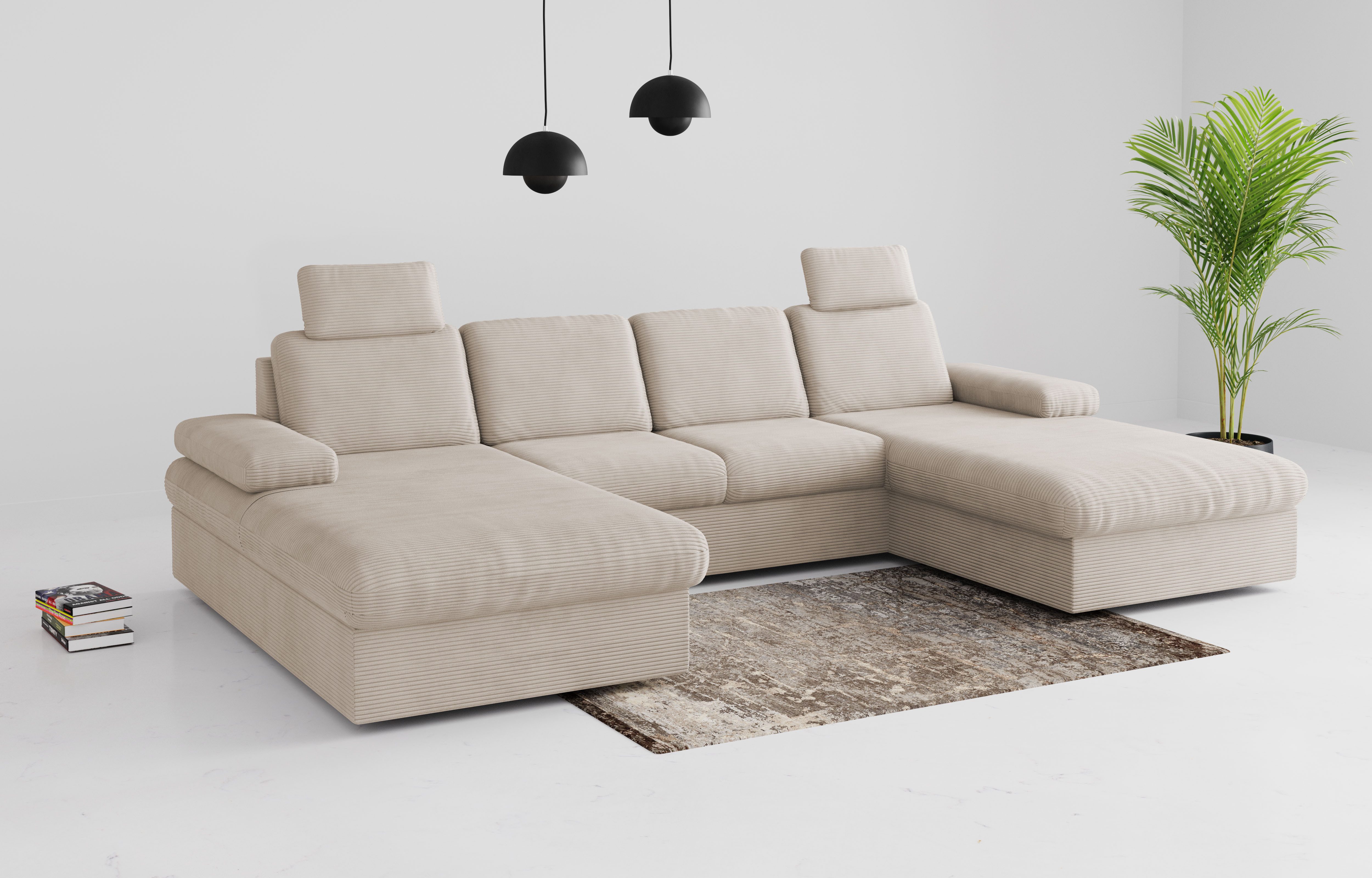 sit&more Wohnlandschaft Moreno U-Form, B: 309 cm, mit Armteilverstellung, optional Bettfunktion