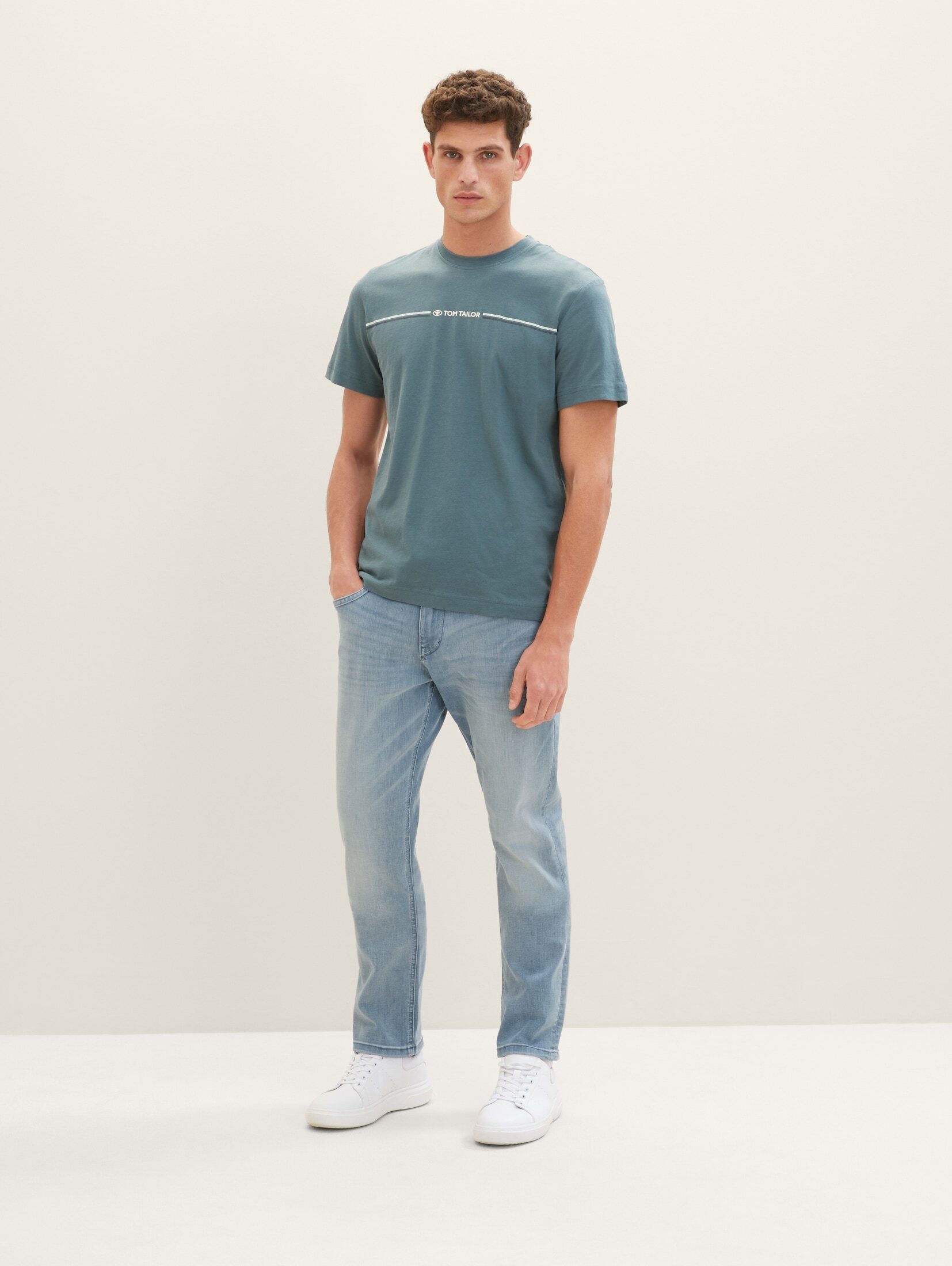 TOM TAILOR Straight-Jeans Josh Slim Jeans blue grey denim