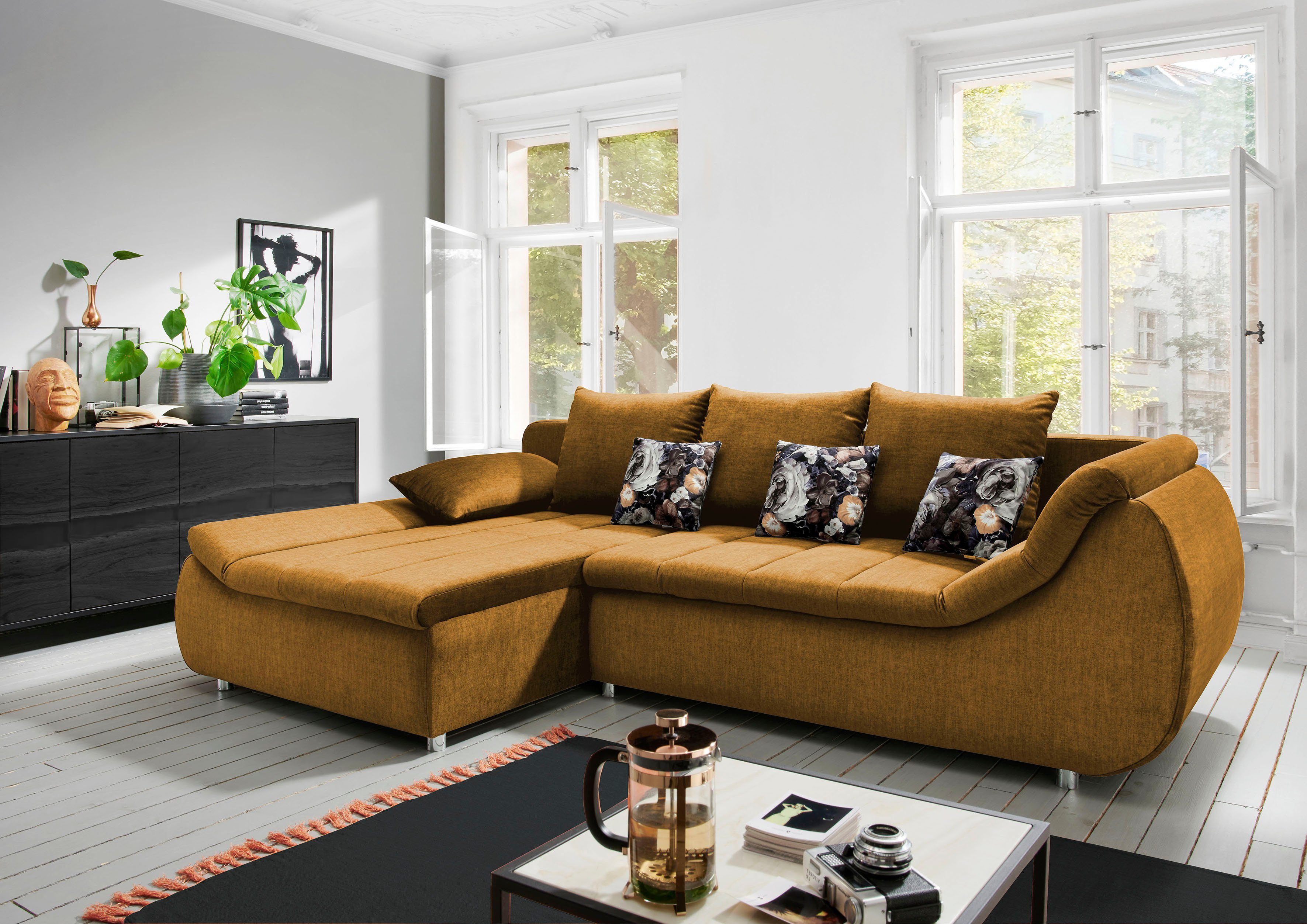 Home affaire Ecksofa Imolaa elegant, Breite 270cm, moderne Sitzsteppung, bequem, L-Form, auch mit Bettfunktion und Bettkasten