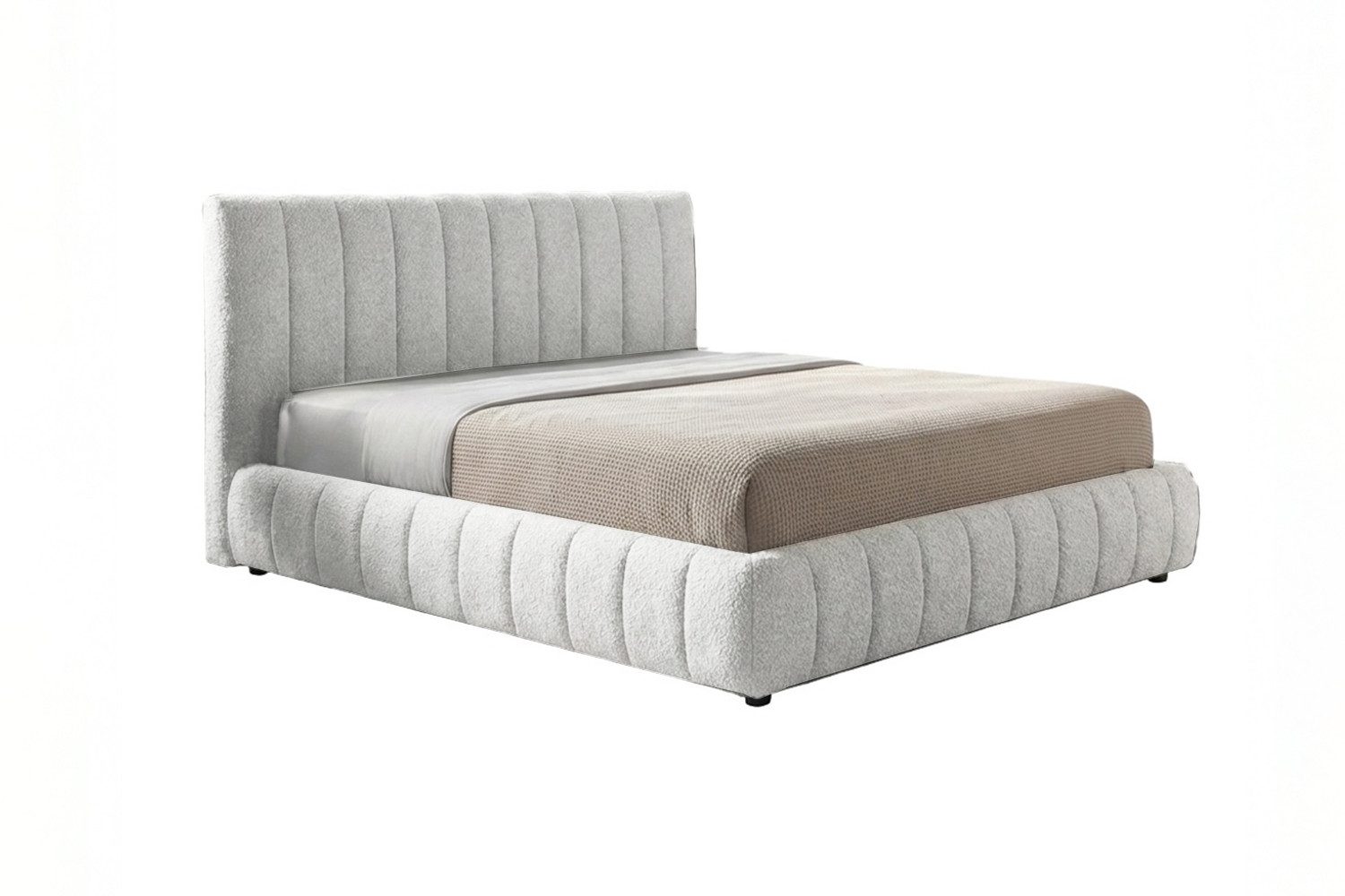 KAWOLA Polsterbett ALIOTTA Bouclé - Struktur trifft Design - Wohnlicher Look, Inklusive Lattenrost 3-fach höhenverstellbar - Komfort neu definiert
