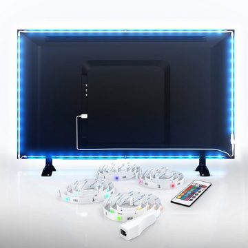 B.K.Licht LED Stripe BK_LS1231 TV LED-Strip, mit RGB, 2 meter, USB, mit Farbwechsel, 36-flammig, Mit Fernbedienung, für Bildschirme 40-50 Zoll, Selbstklebend