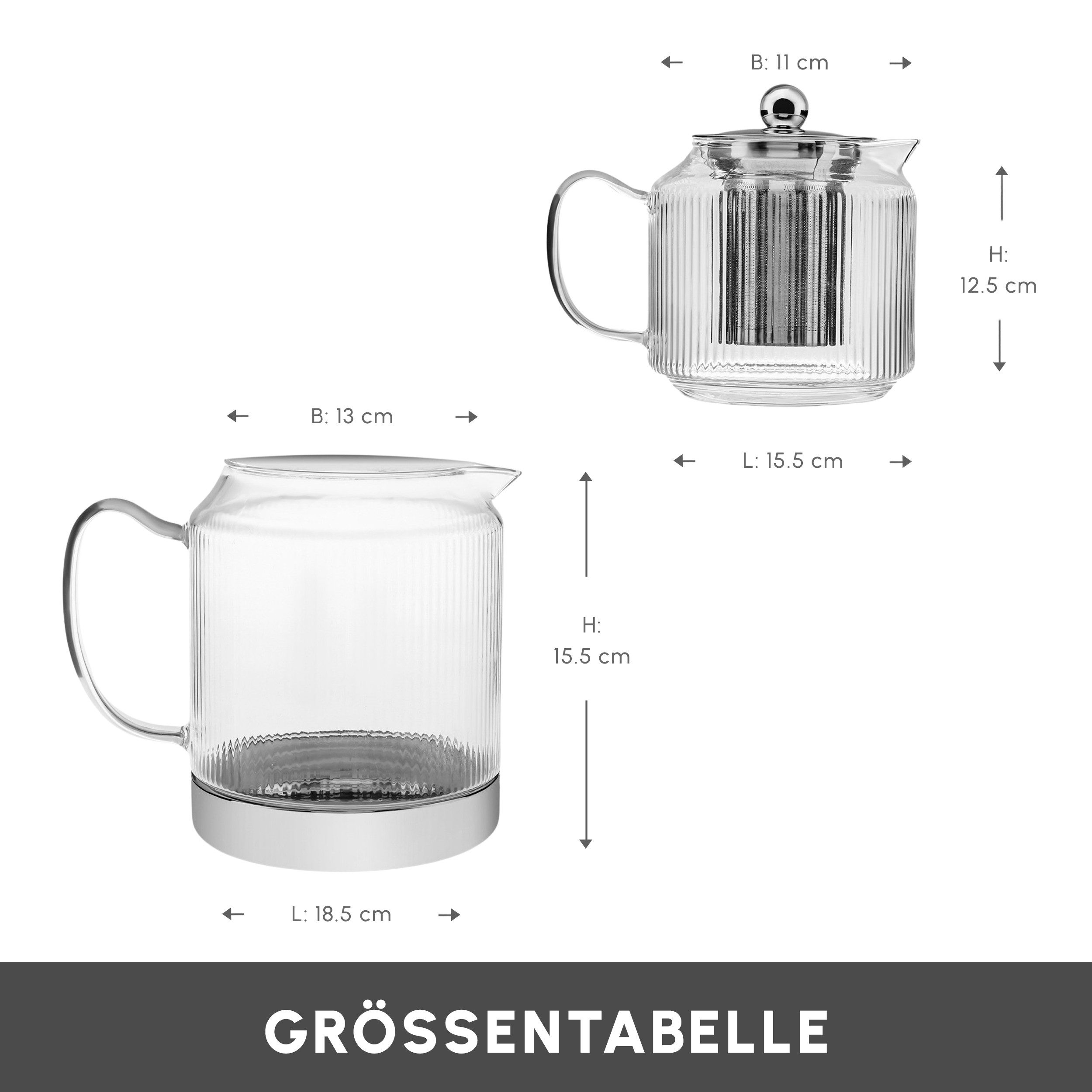 Karaca Teekanne Karaca Kelly Induktions-Glas-Teekannen-Set, 2.1L, Hitzebeständig, 2.1 l