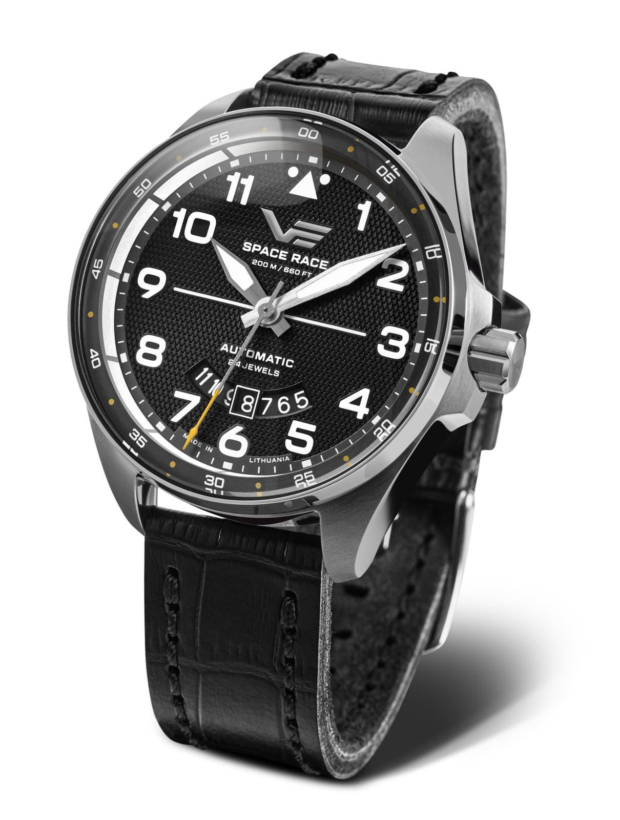 Vostok Europe Automatikuhr Space Race Herrenuhr Schwarz Lederband 47 mm 325A745-L