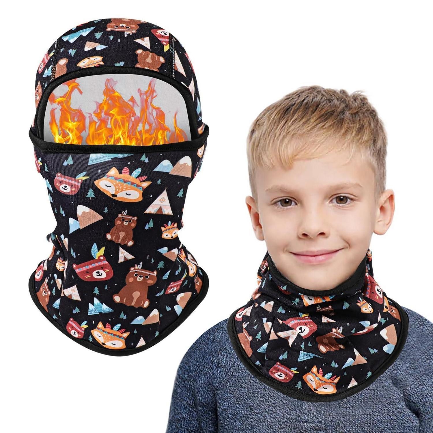 LuxusKollektion Sturmhaube Sturmhaube Kinder Winter Fleece Skimaske Halswärmer Bär Schwarz