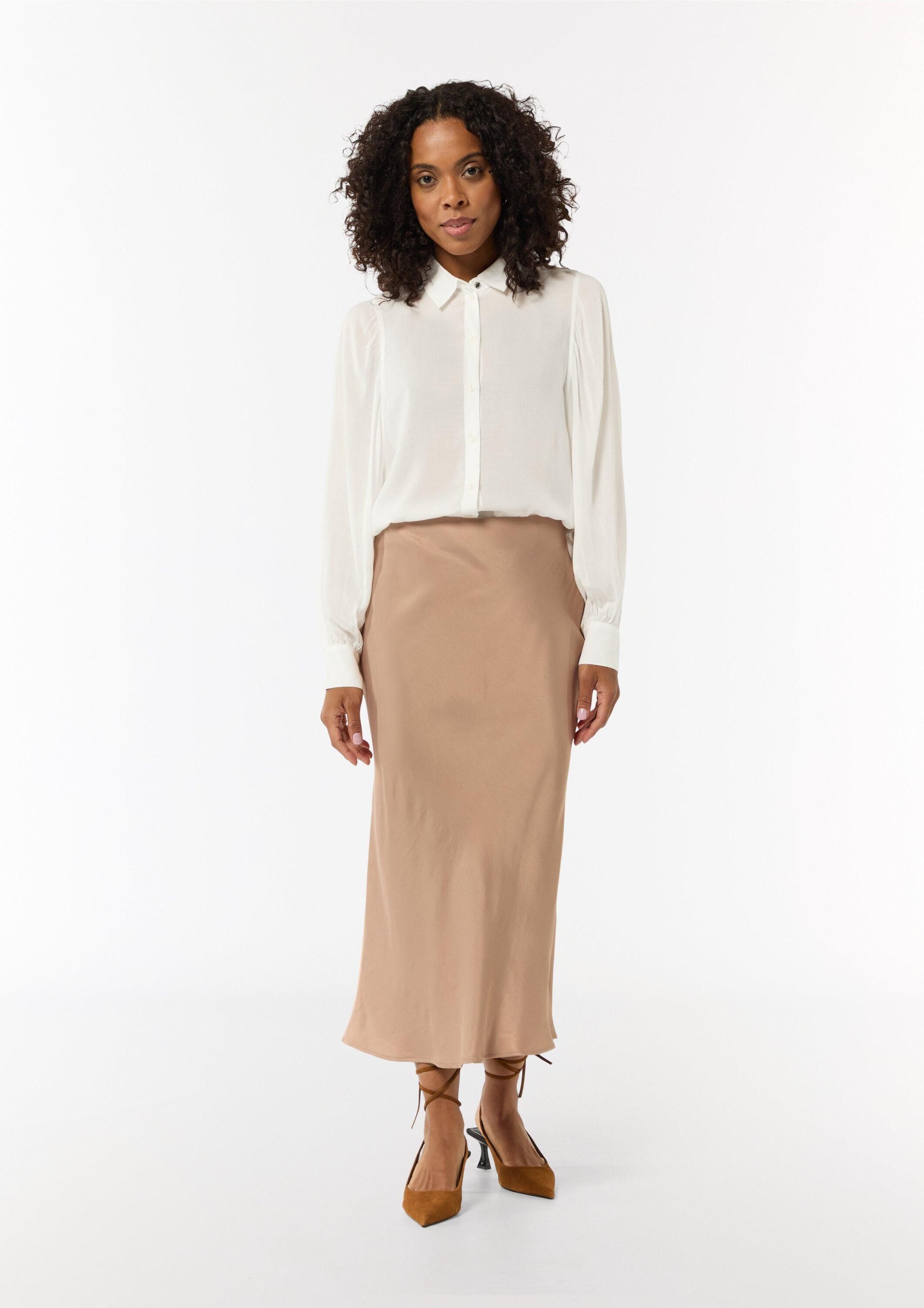 comma Langarmbluse Bluse Relaxed-Fit-Bluse mit voluminösen Ärmeln und Raffungen