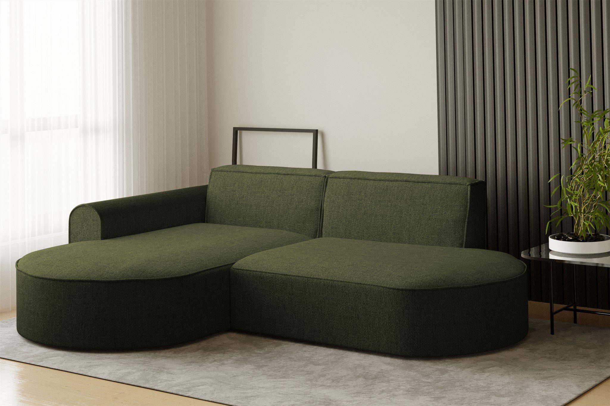 Designersofa Stoff Ecksofa rechts, BONDY Möbel Rundumbezug Ecksofa links mane, mit Fun oder in mane