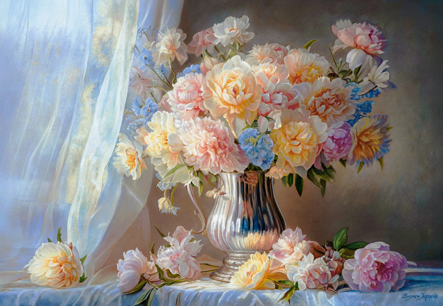 Castorland Puzzle Pfingstrosen in Pastell, Puzzleteile